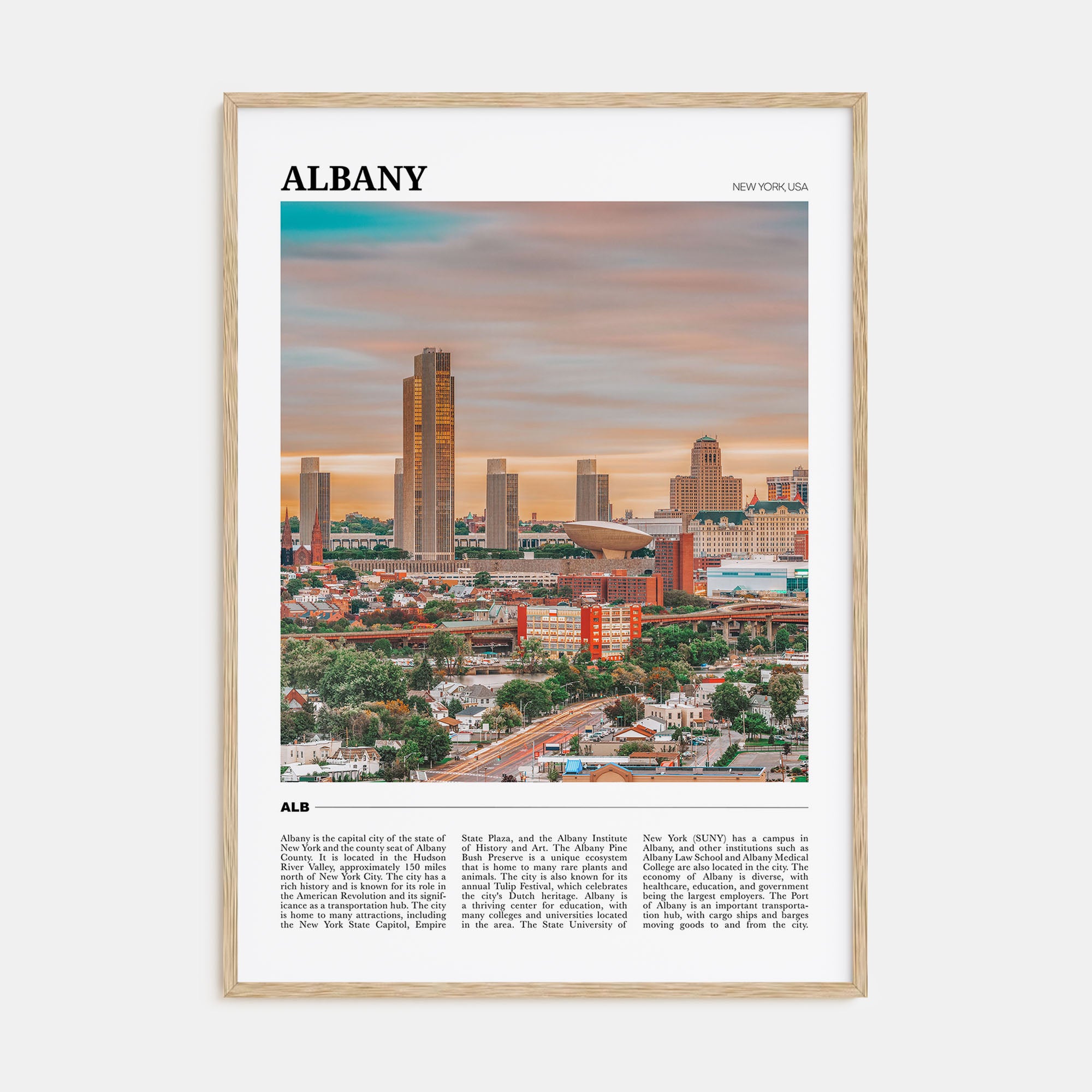 Albany, New York Travel Color Poster
