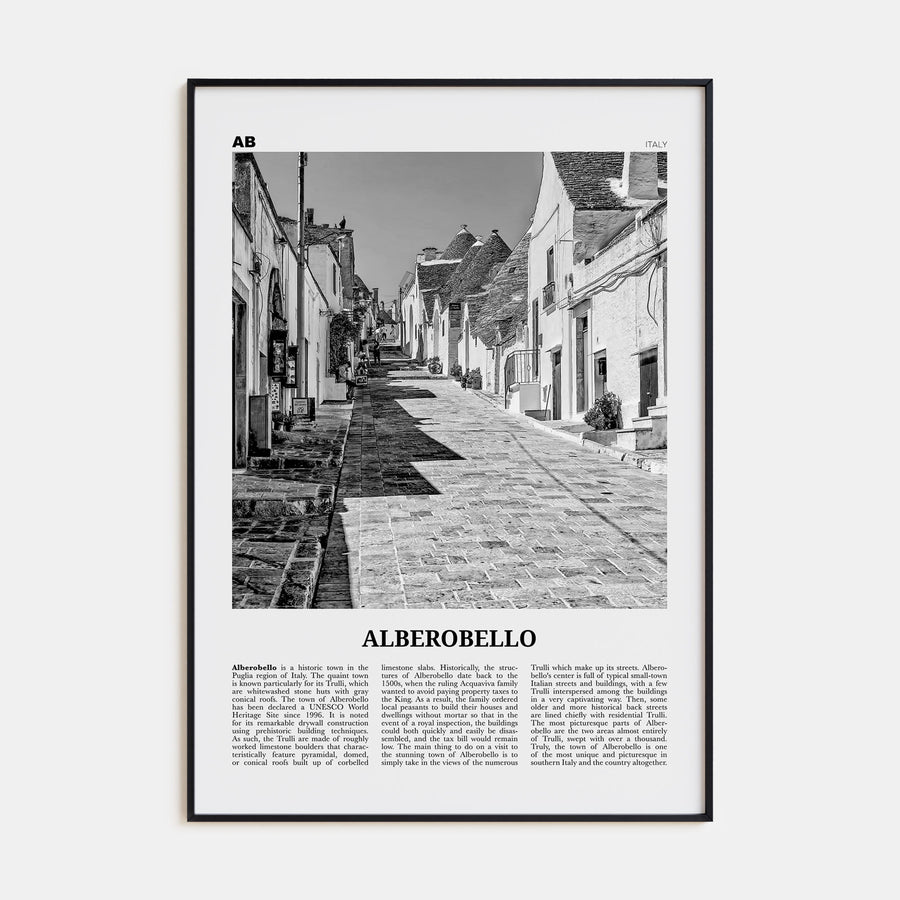 Alberobello Travel B&W Poster