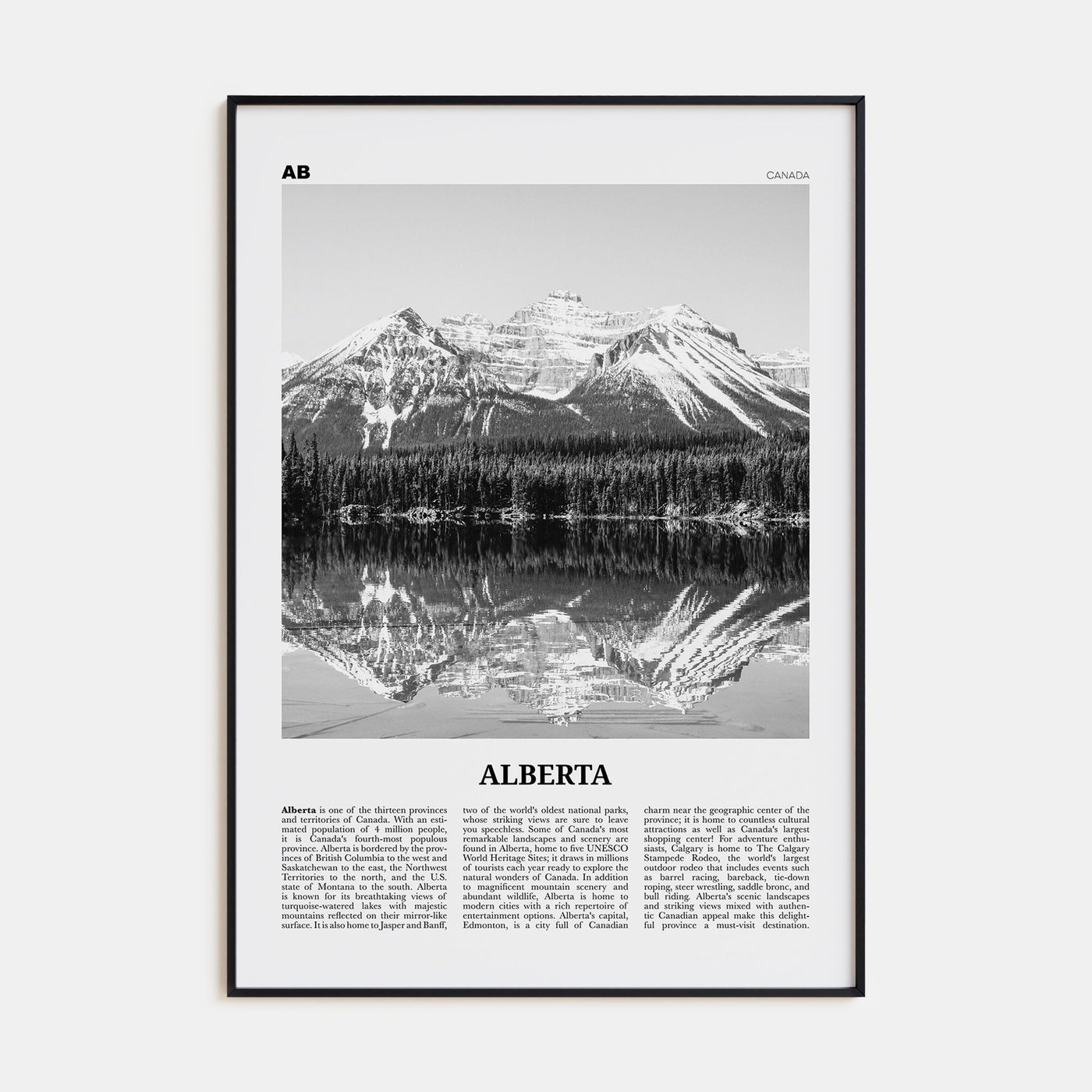Alberta Travel B&W Poster