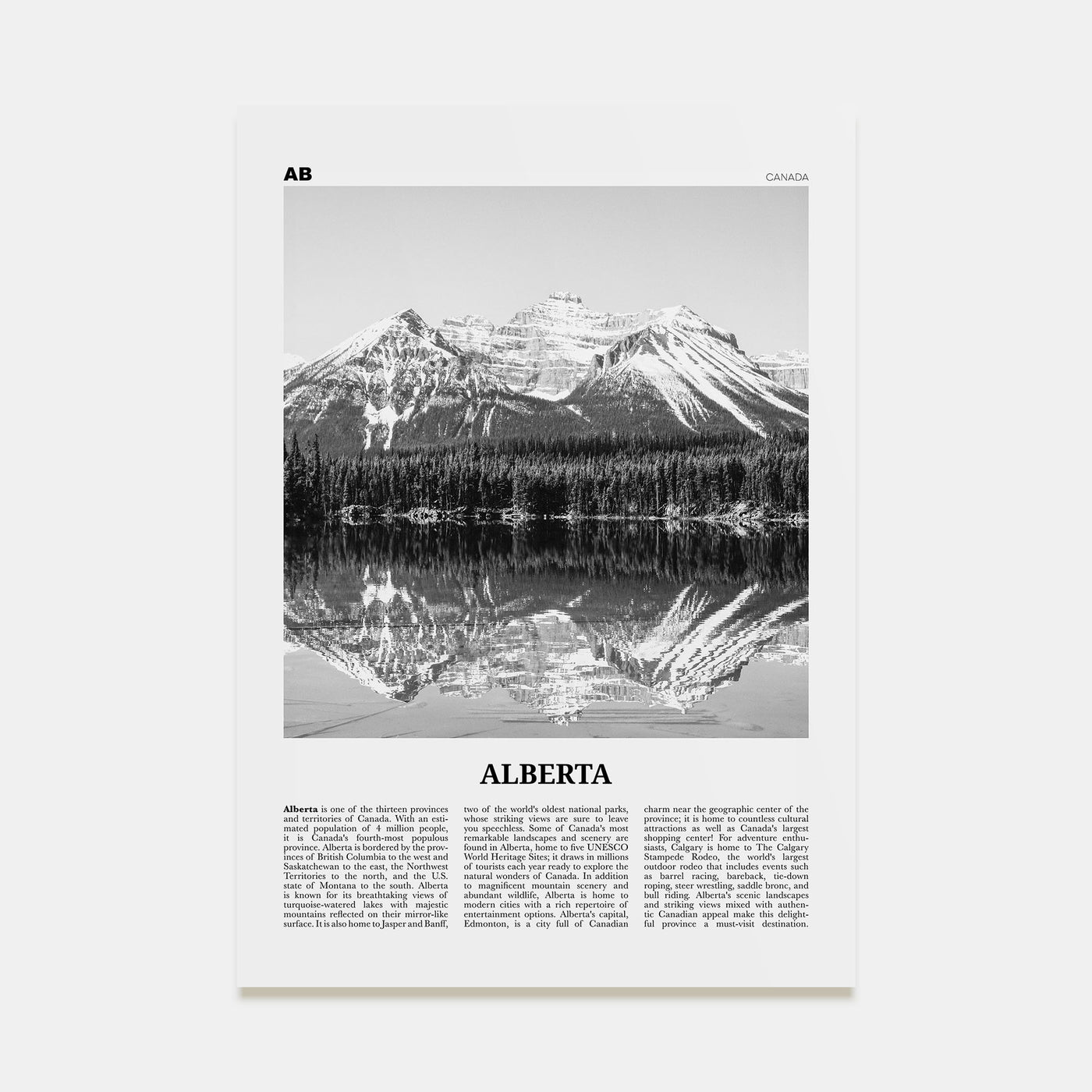 Alberta Travel B&W Poster