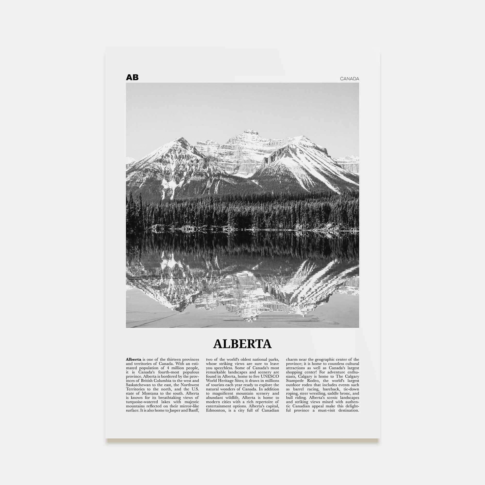 Alberta Travel B&W Poster