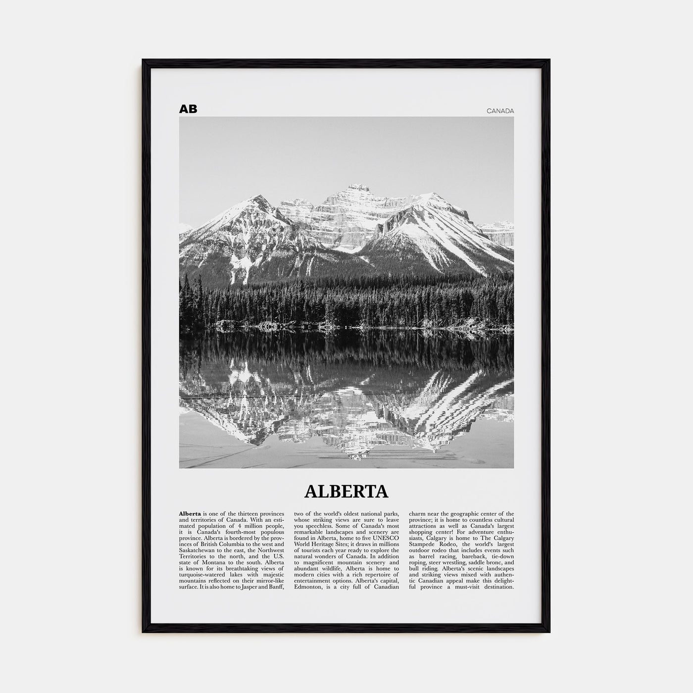 Alberta Travel B&W Poster