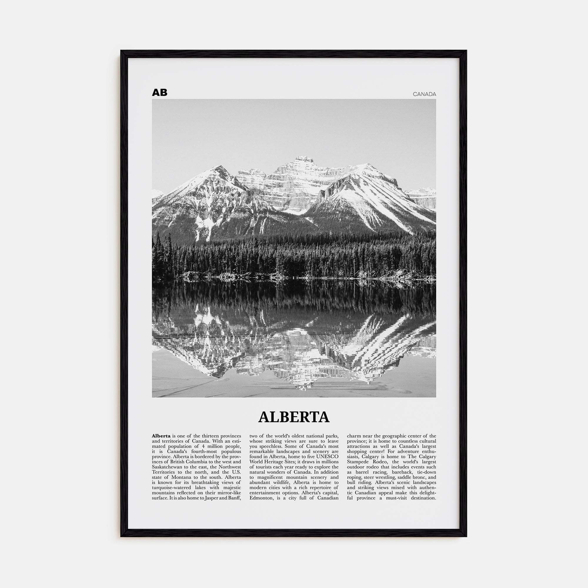 Alberta Travel B&W Poster
