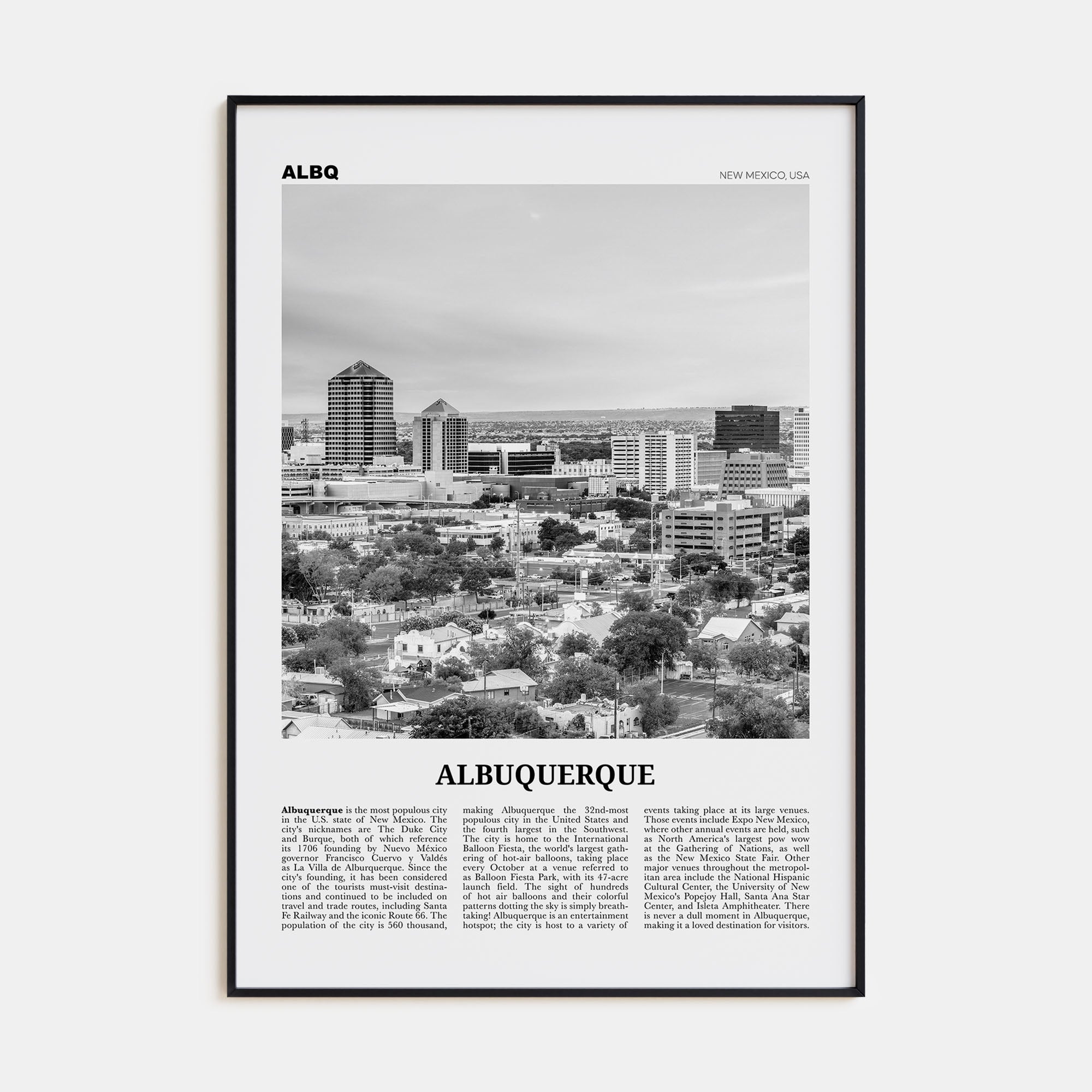 Albuquerque Travel B&W Poster