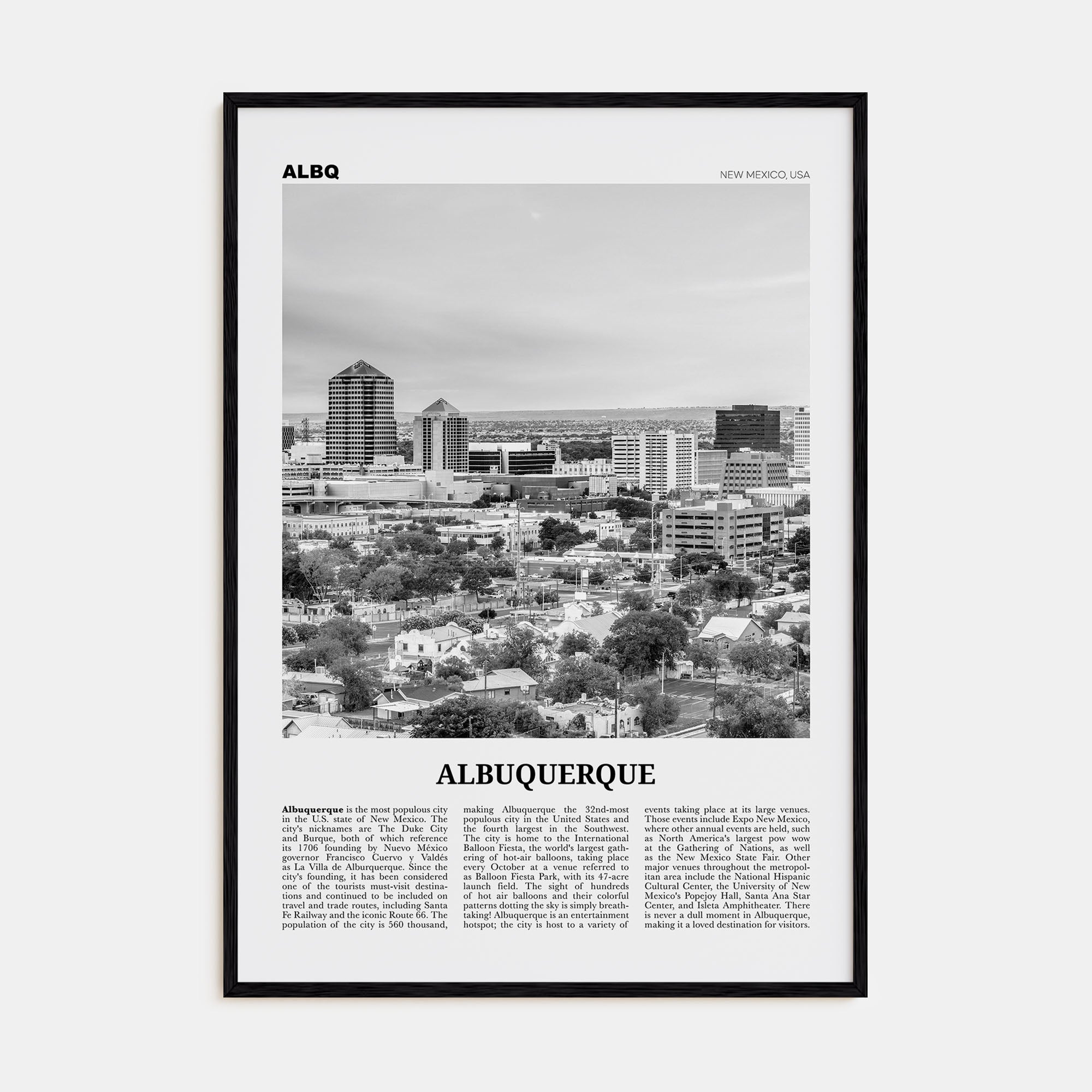 Albuquerque Travel B&W Poster