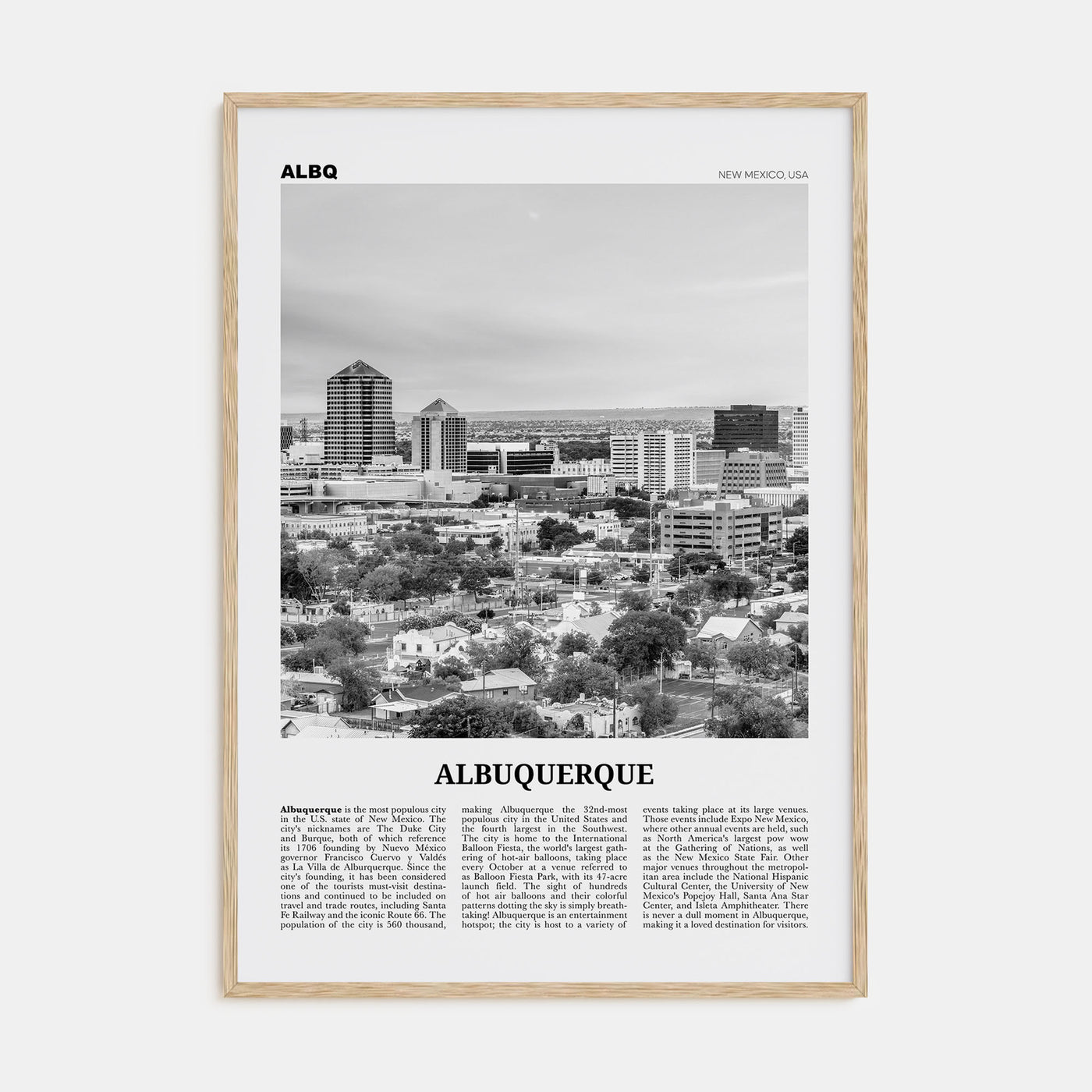Albuquerque Travel B&W Poster