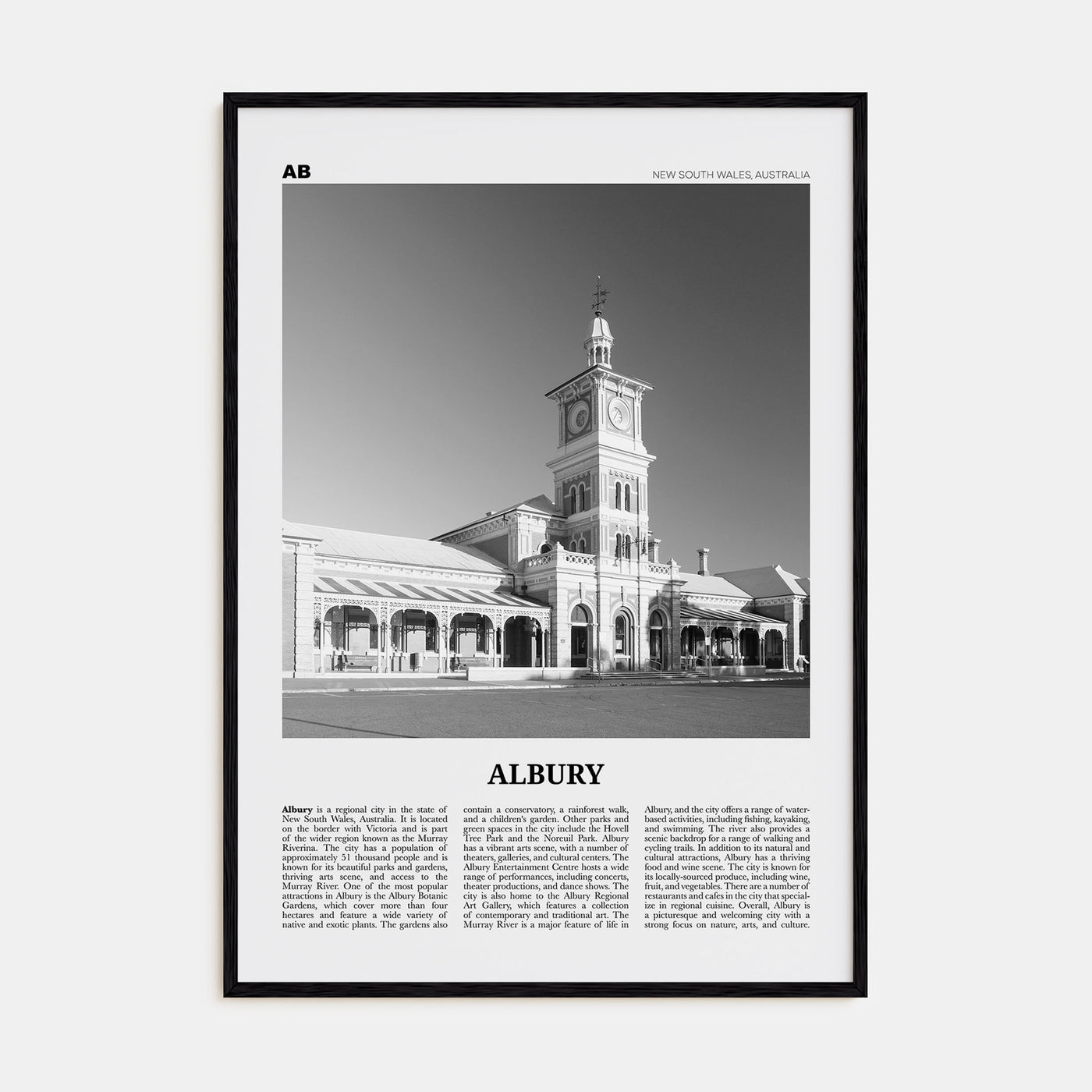 Albury Travel B&W Poster