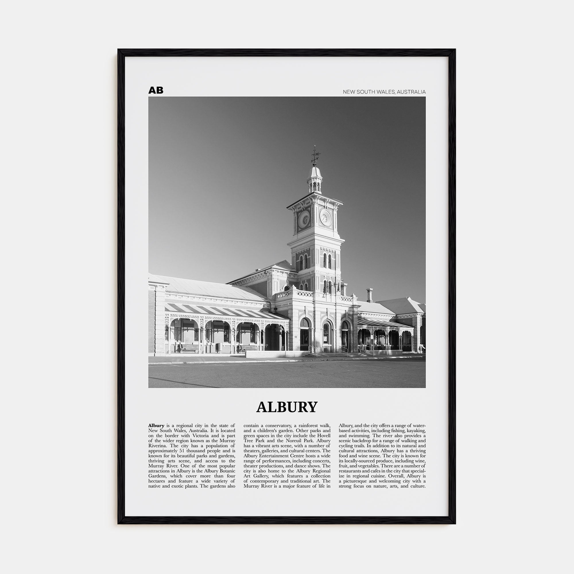 Albury Travel B&W Poster