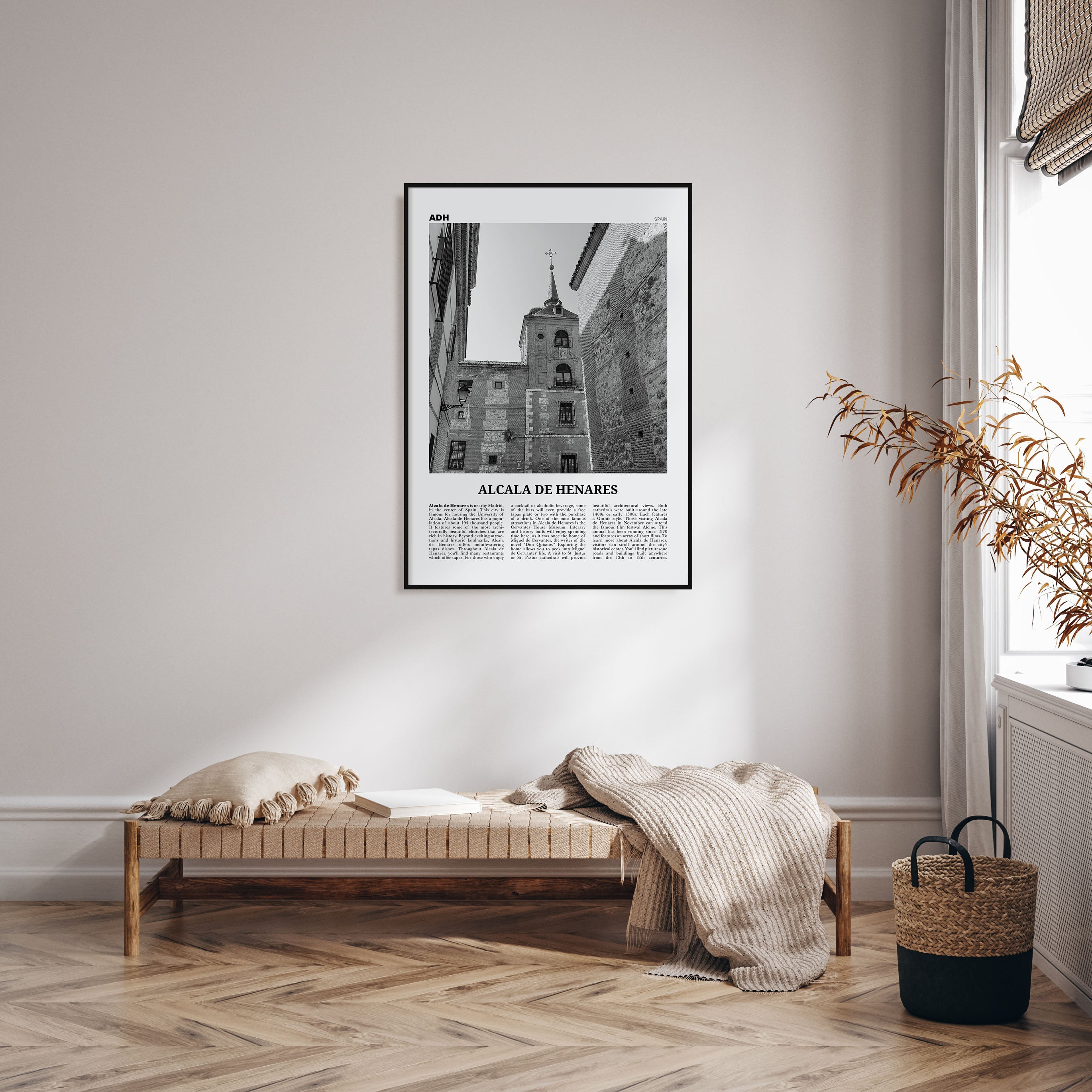 Alcala de Henares Travel B&W Poster