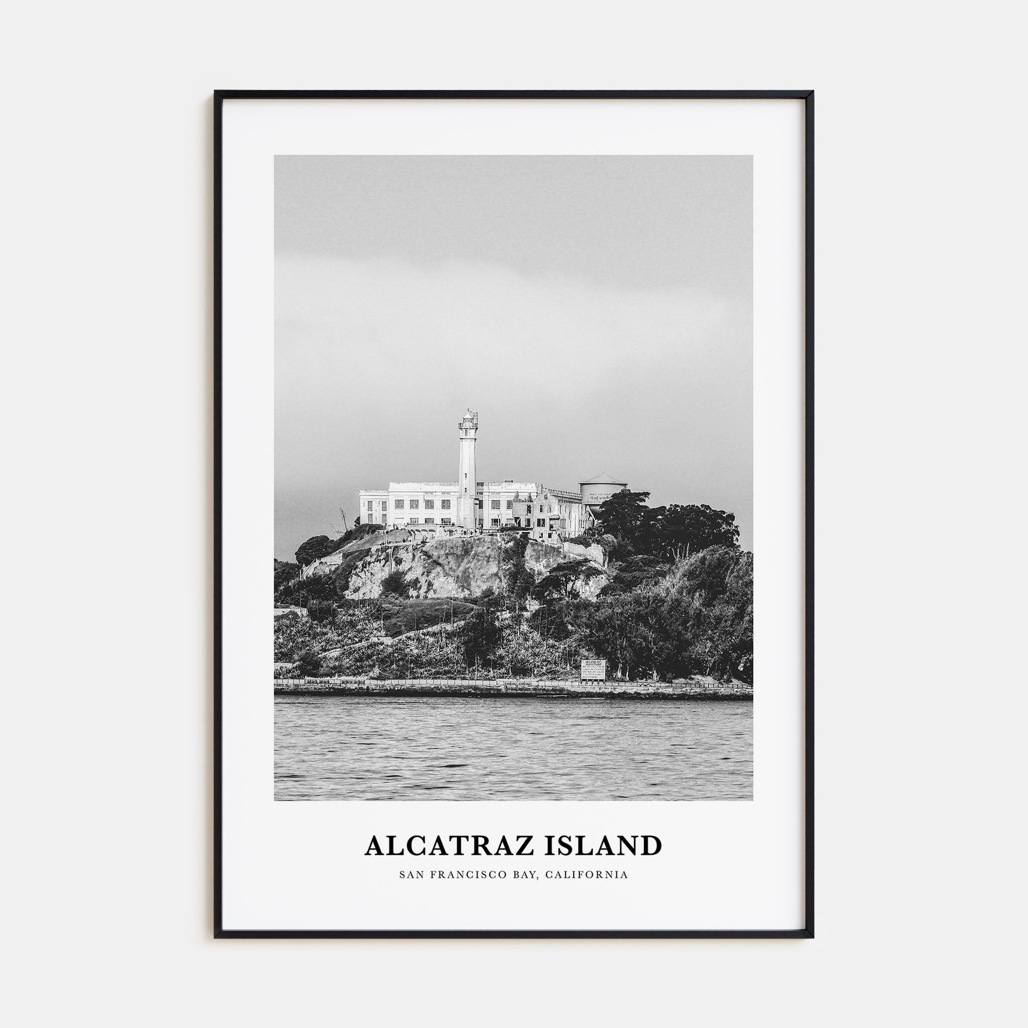 Alcatraz Island Portrait B&W Poster