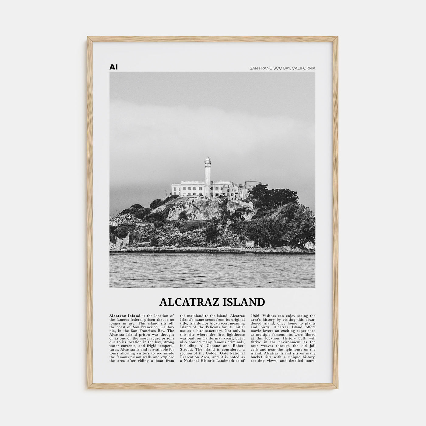 Alcatraz Island Travel B&W Poster