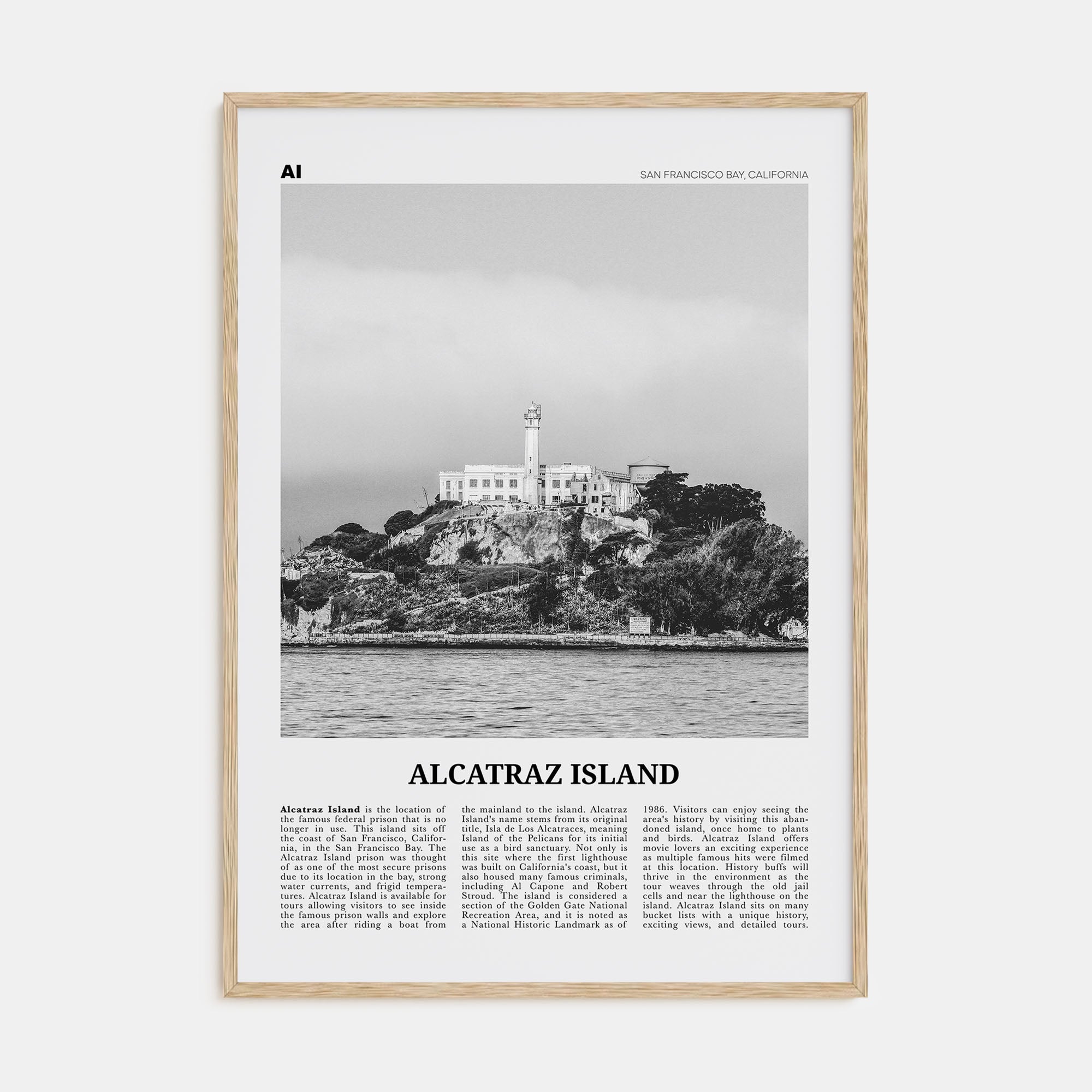 Alcatraz Island Travel B&W Poster