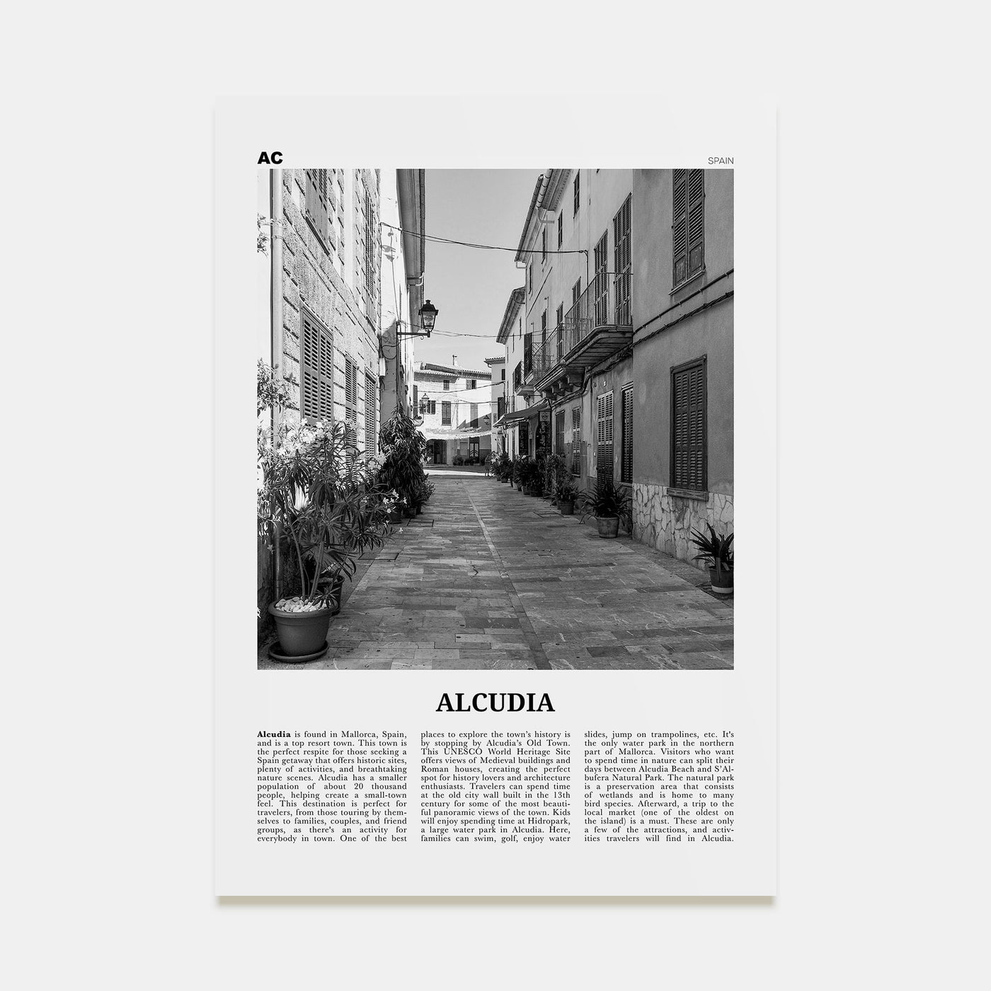 Alcudia Travel B&W Poster