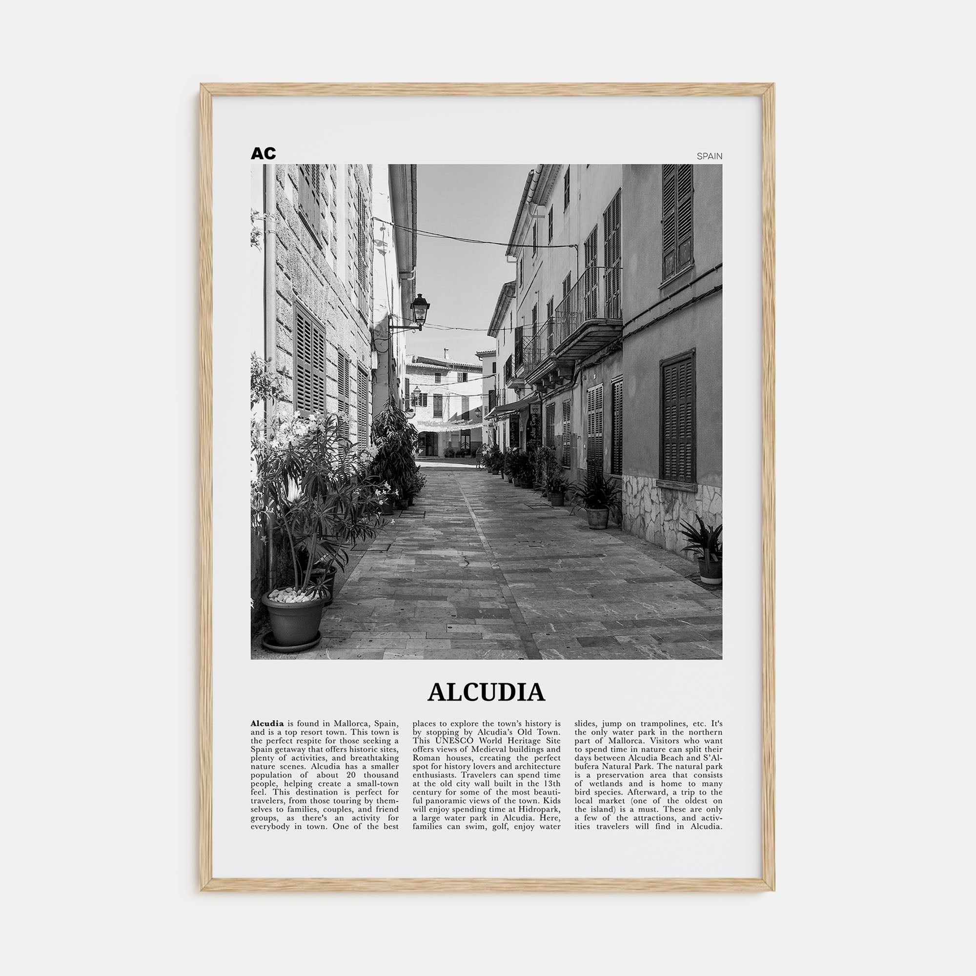 Alcudia Travel B&W Poster