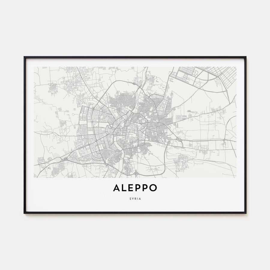 Aleppo Map Landscape Poster