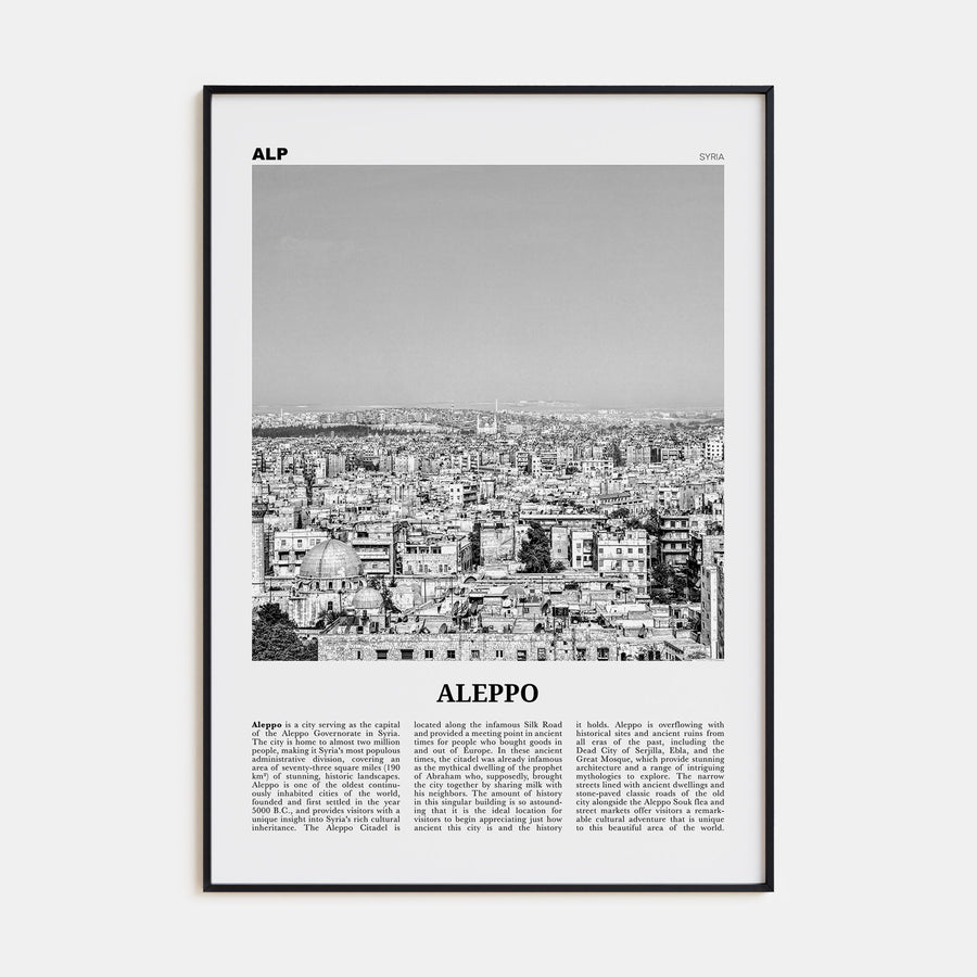 Aleppo Travel B&W Poster