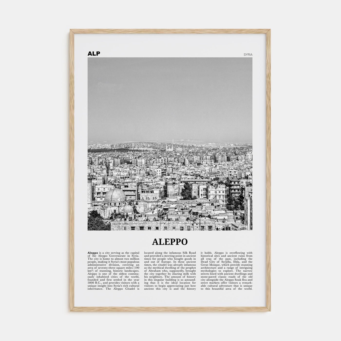 Aleppo Travel B&W Poster