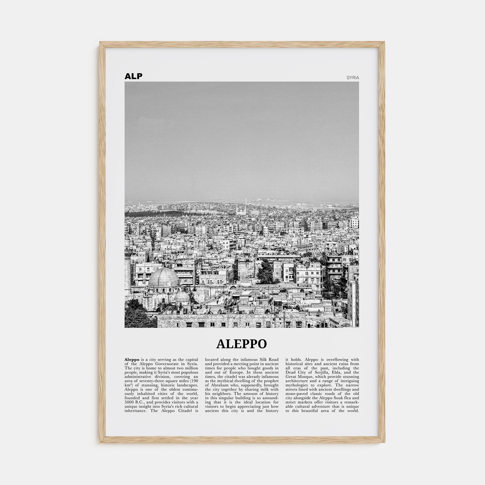 Aleppo Travel B&W Poster