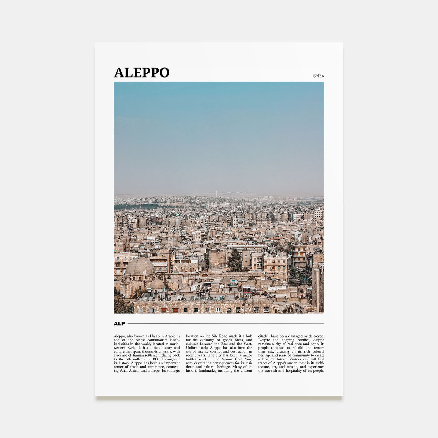 Aleppo Travel Color Poster