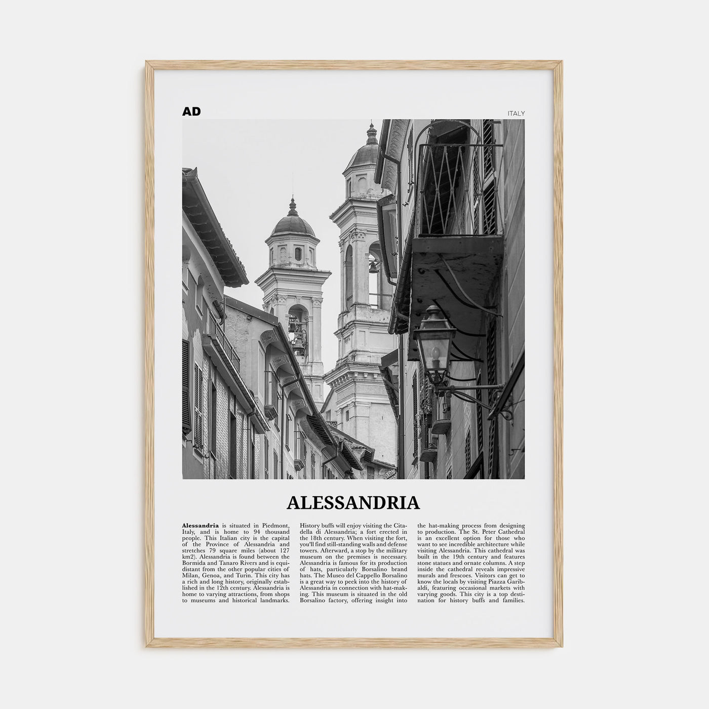 Alessandria Travel B&W Poster