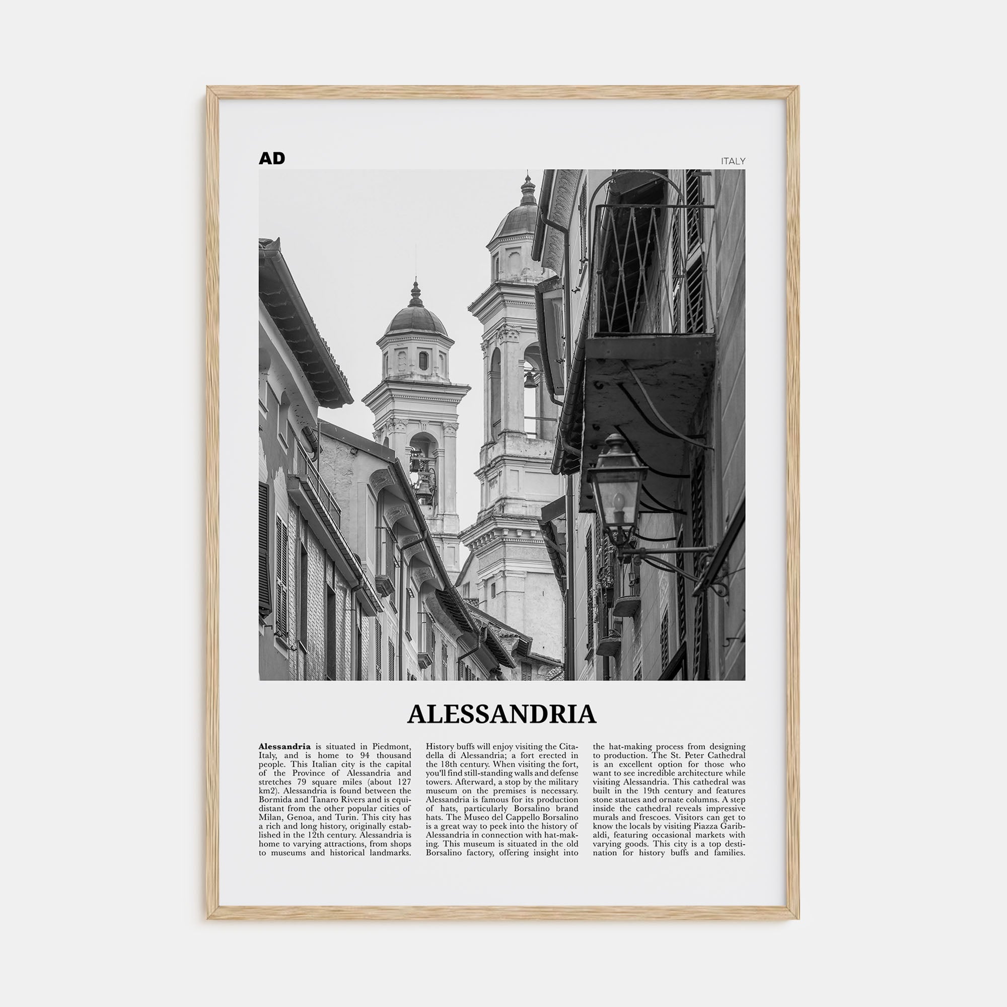 Alessandria Travel B&W Poster