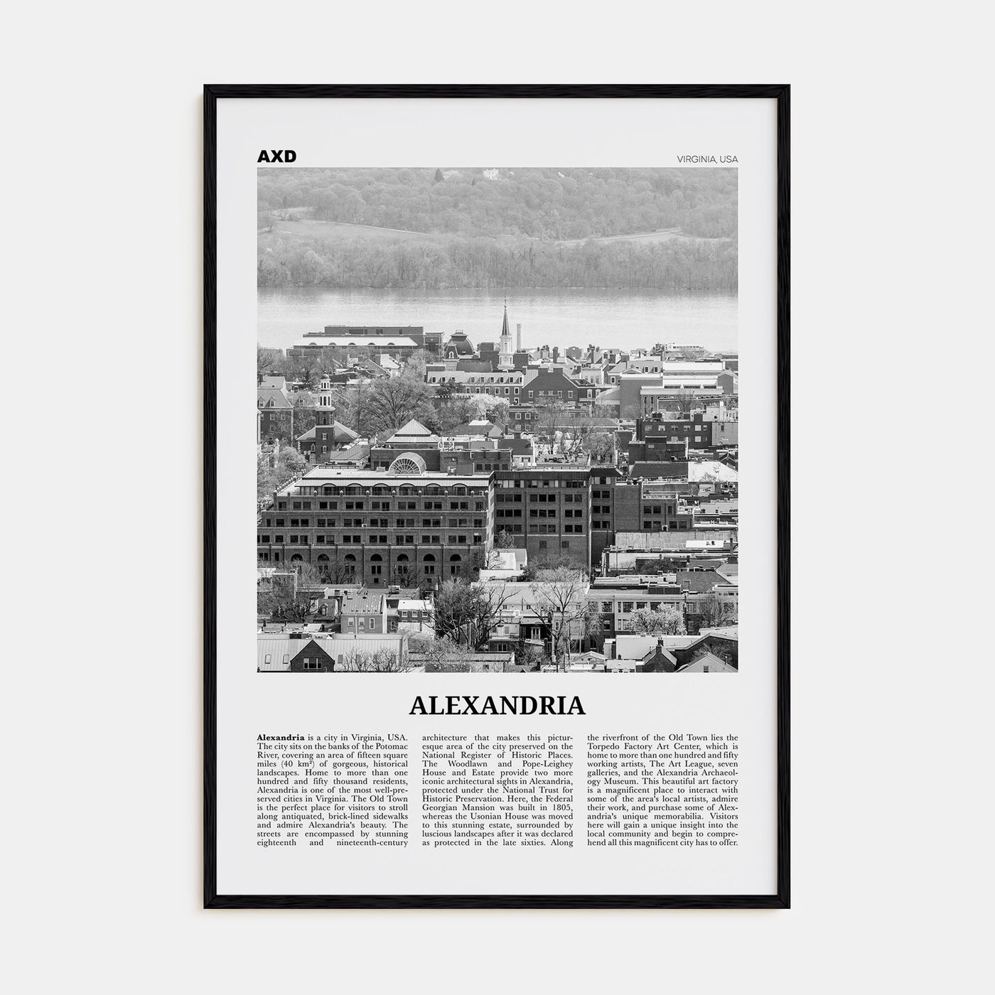 Alexandria, Virginia Travel B&W Poster