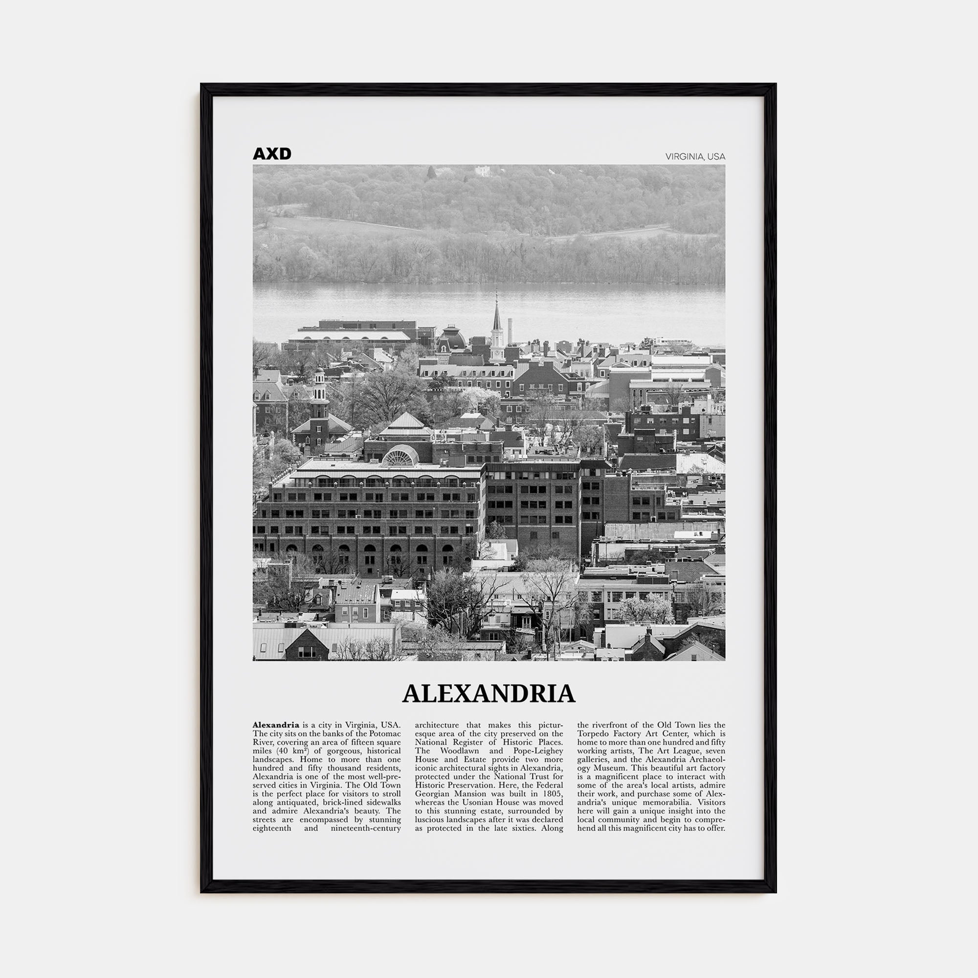 Alexandria, Virginia Travel B&W Poster