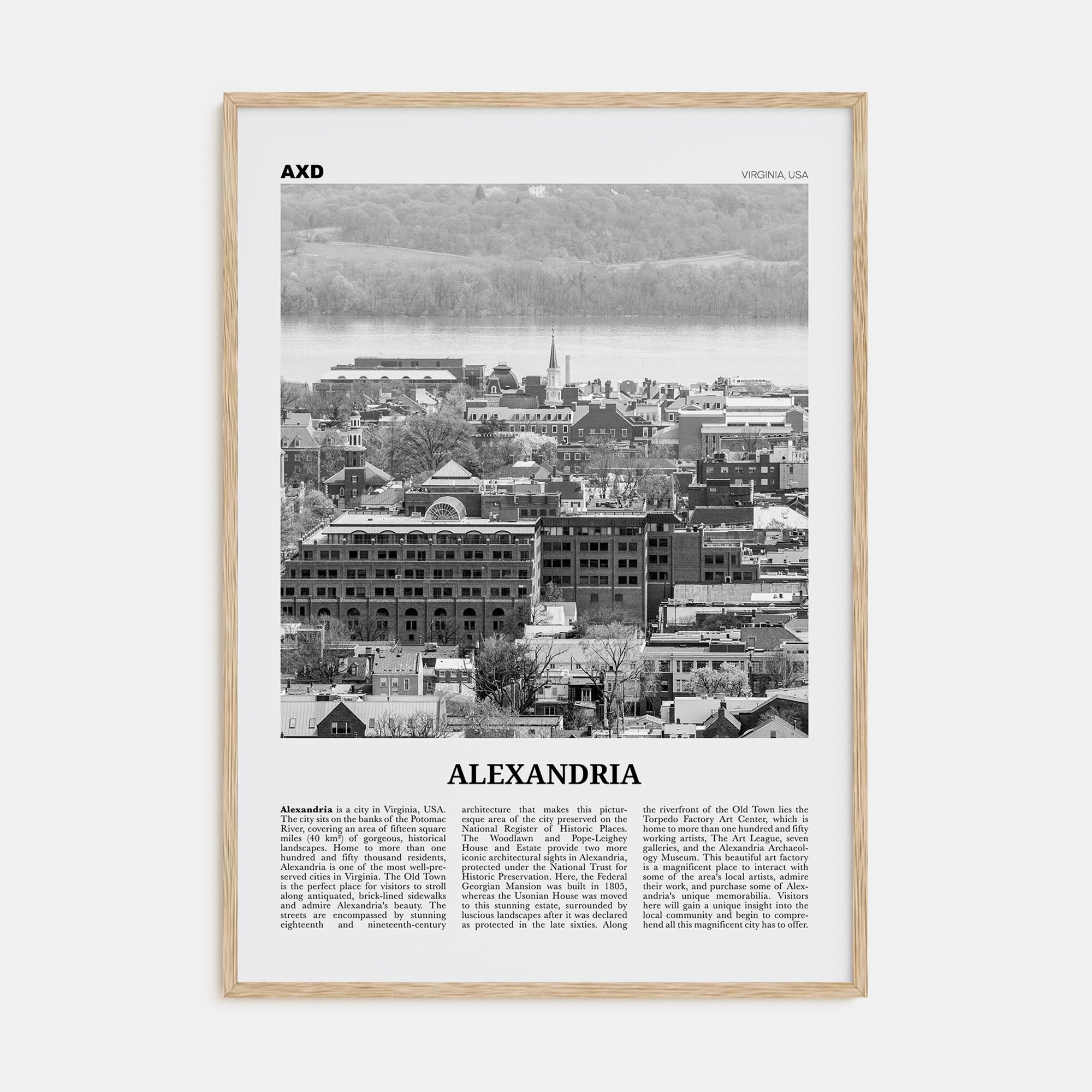 Alexandria, Virginia Travel B&W Poster