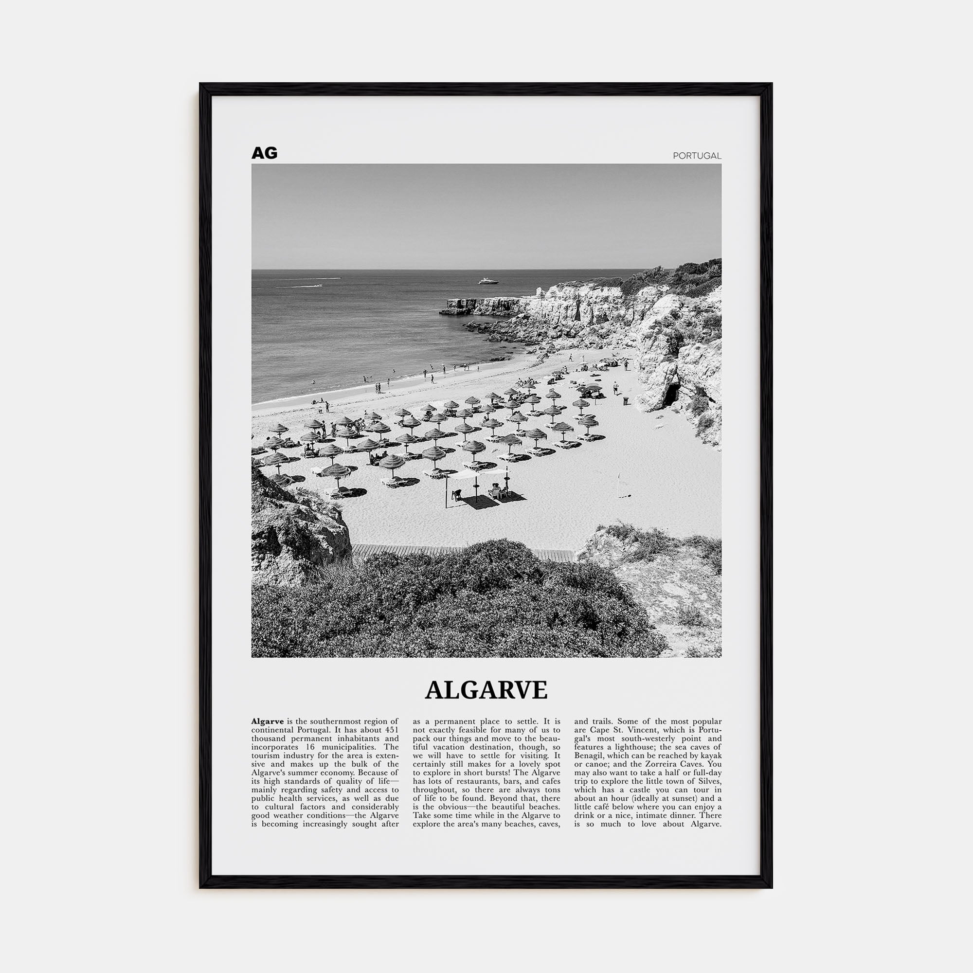 Algarve Travel B&W Poster