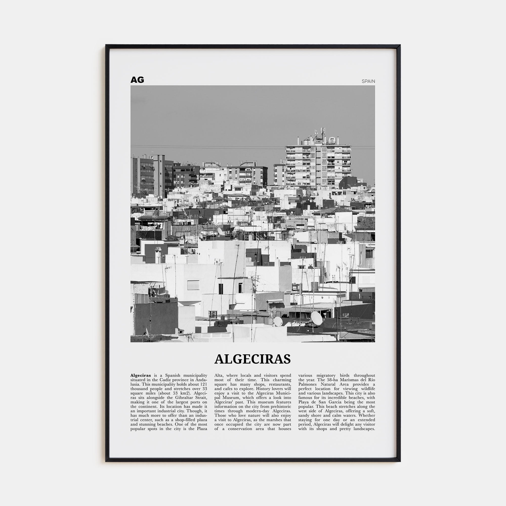 Algeciras Travel B&W Poster