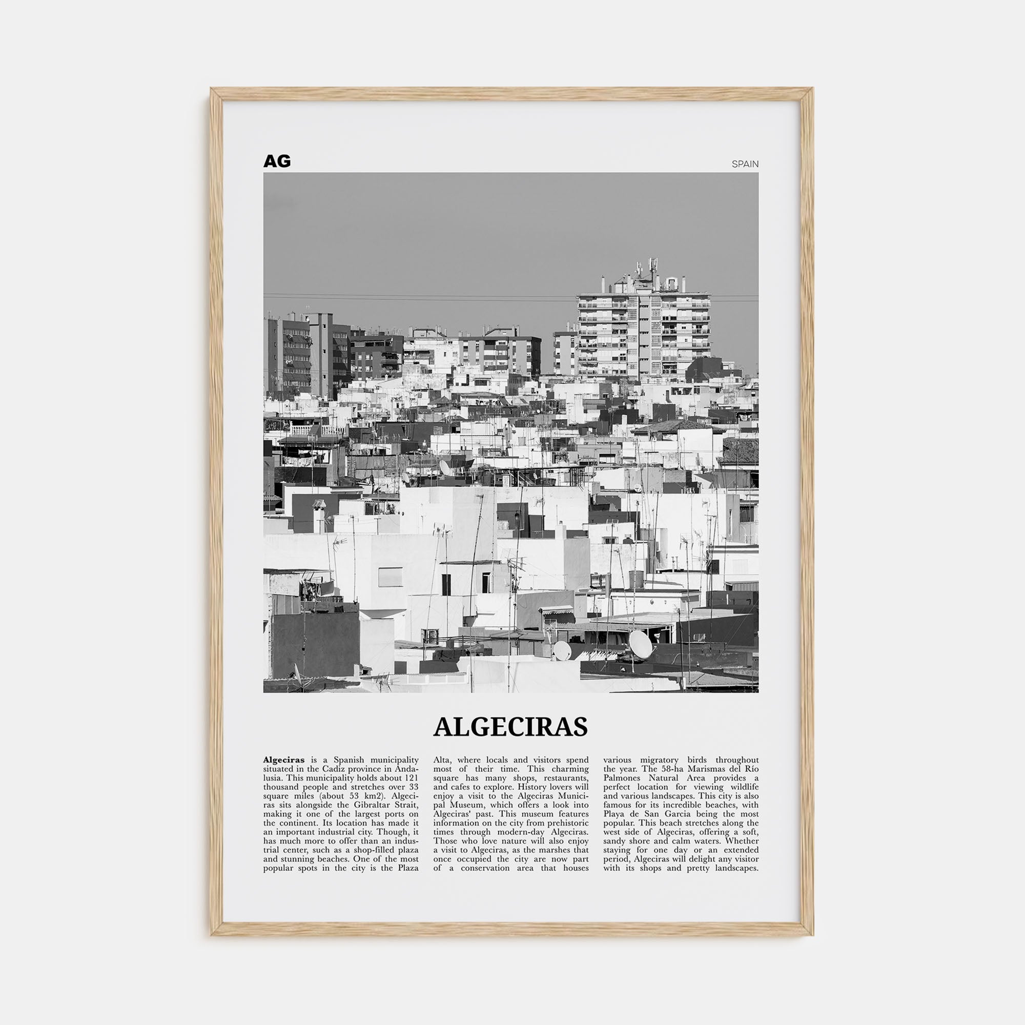 Algeciras Travel B&W Poster