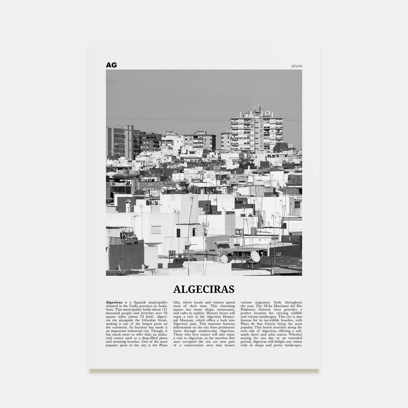 Algeciras Travel B&W Poster