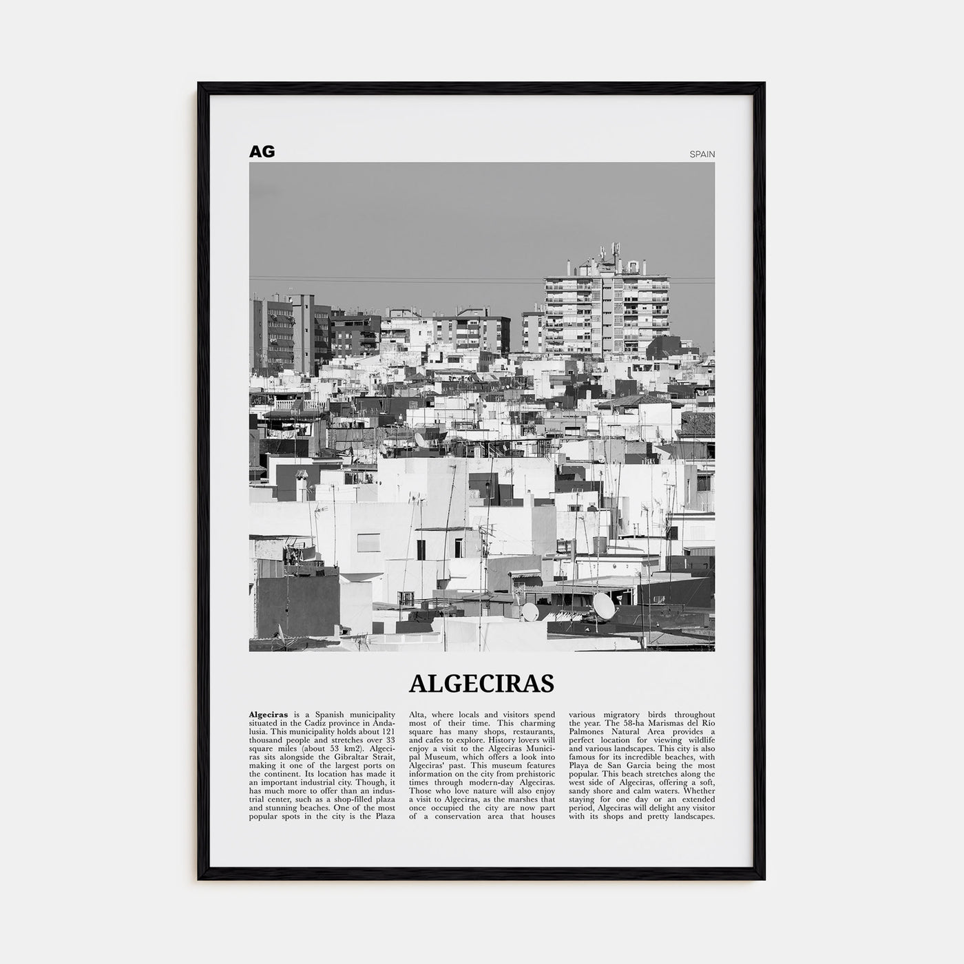 Algeciras Travel B&W Poster