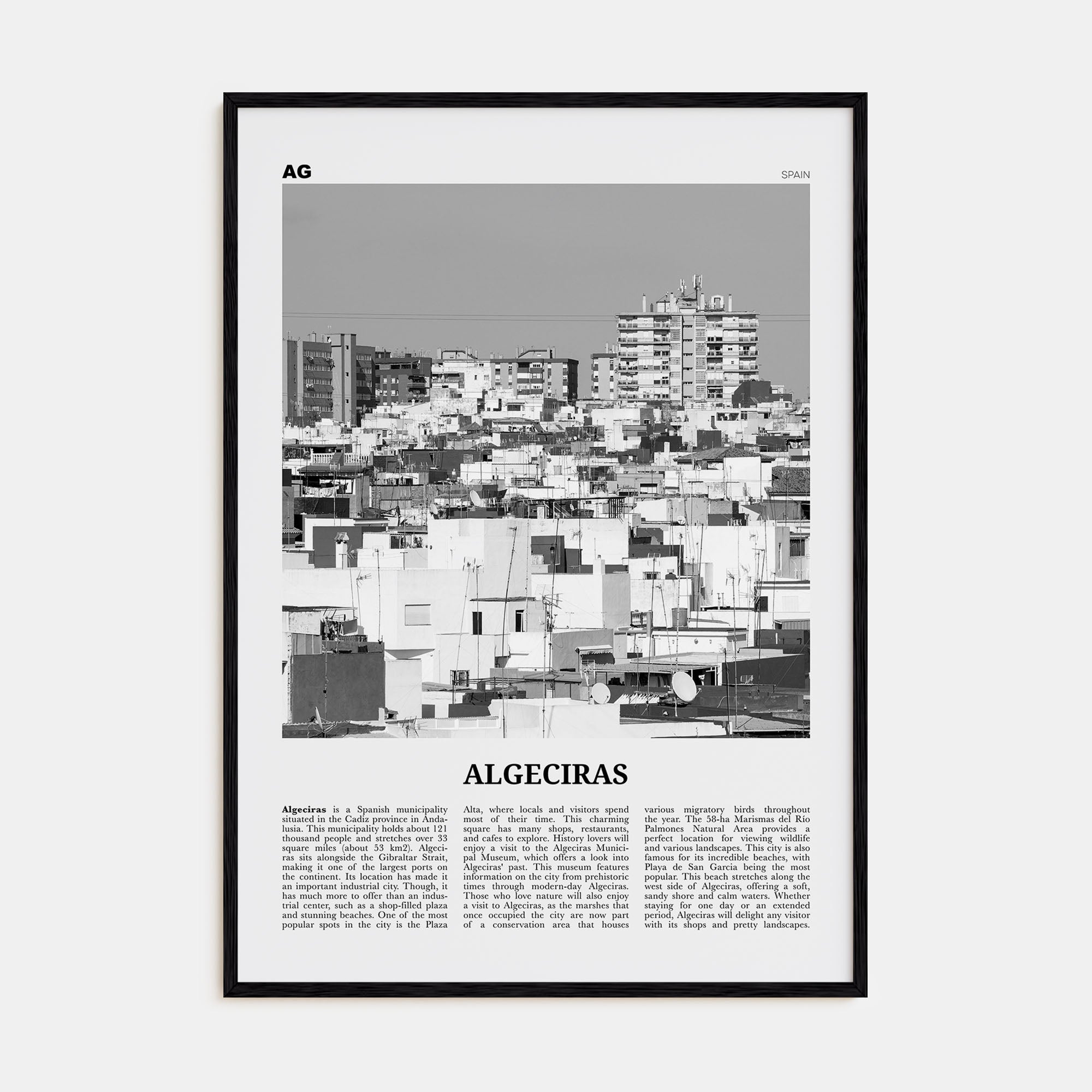 Algeciras Travel B&W Poster