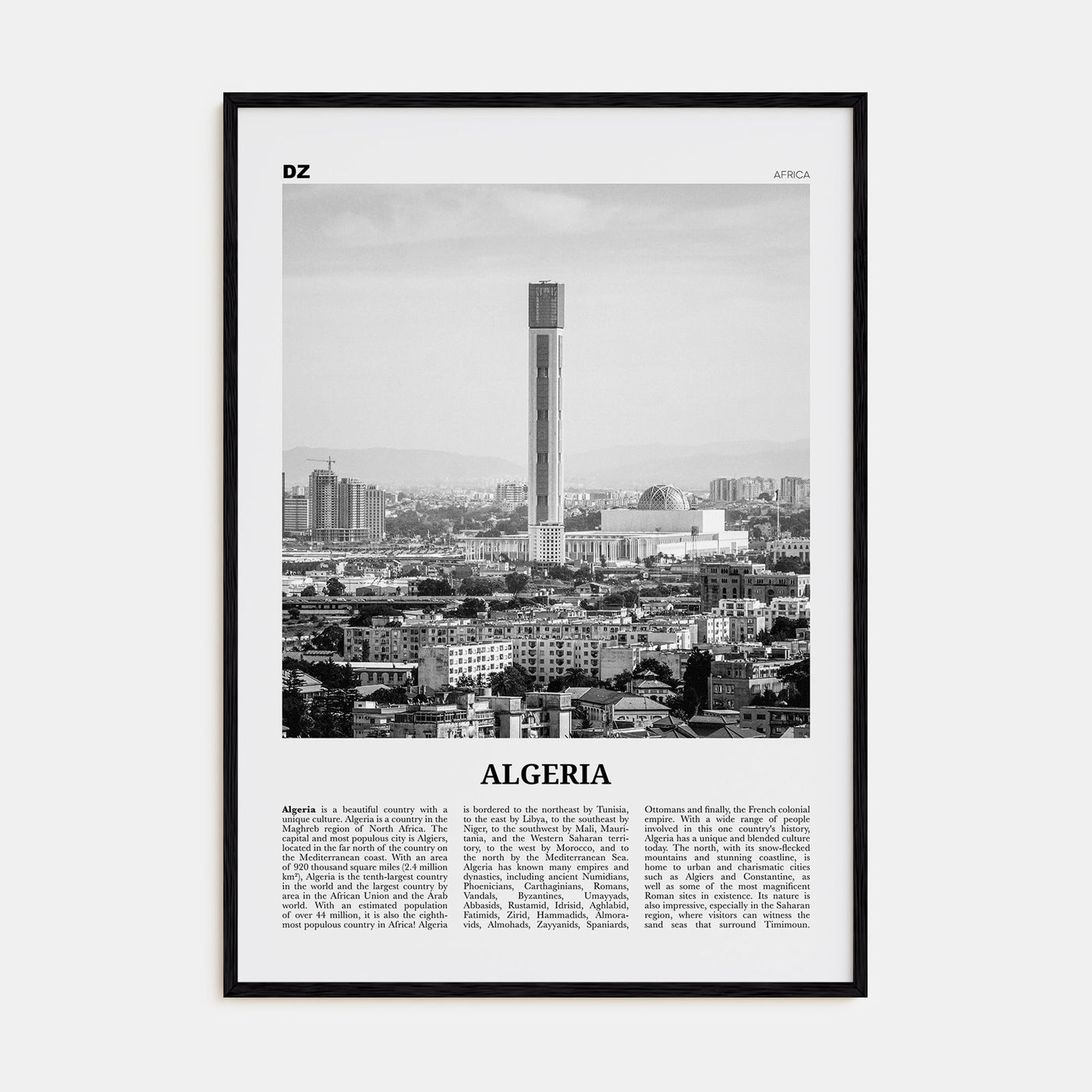 Algeria Travel B&W Poster