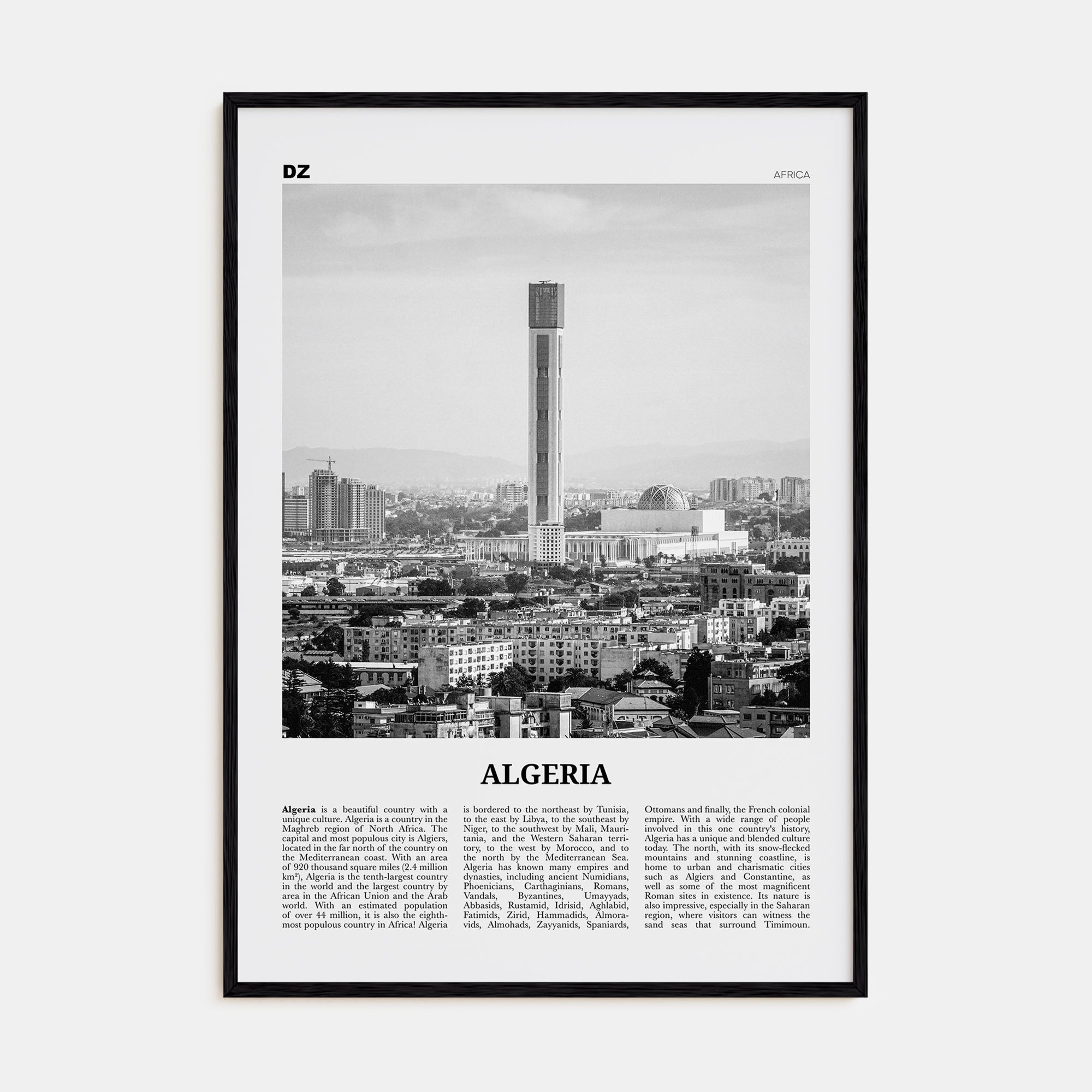 Algeria Travel B&W Poster