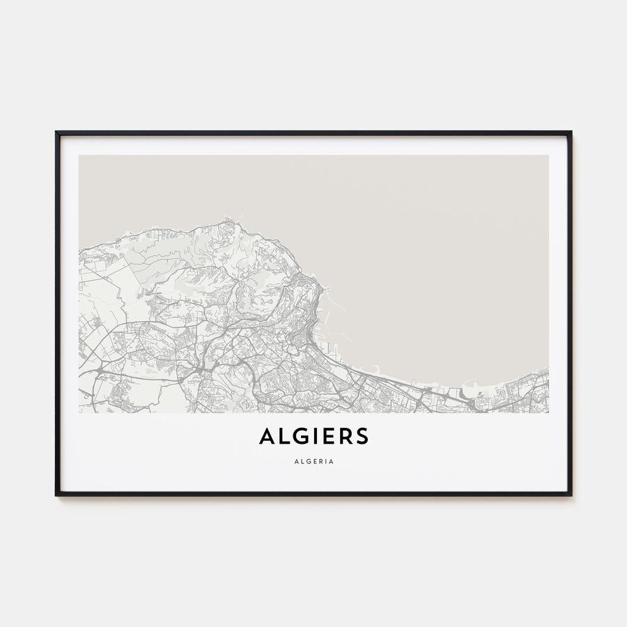 Algiers Map Landscape Poster