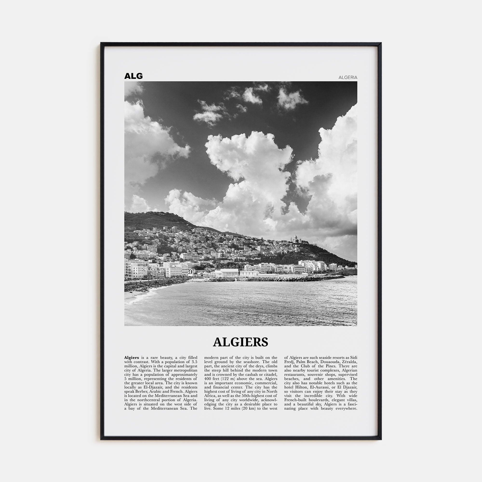 Algiers Travel B&W Poster