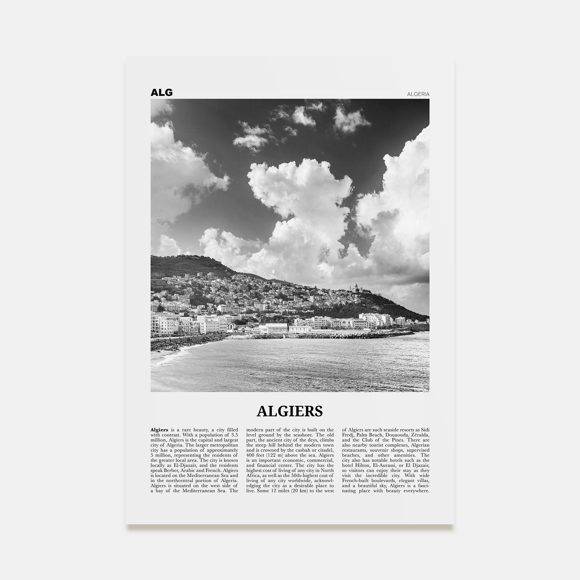 Algiers Travel B&W Poster