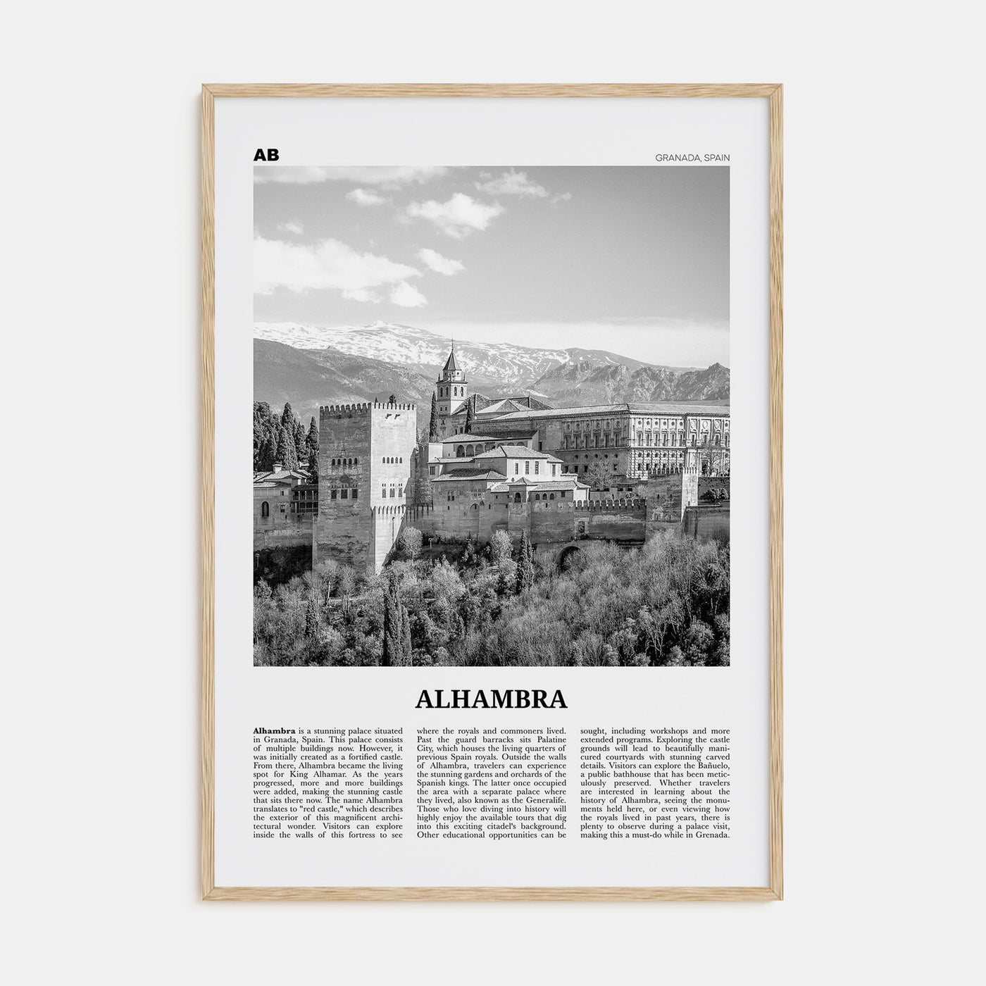 Alhambra Travel B&W Poster