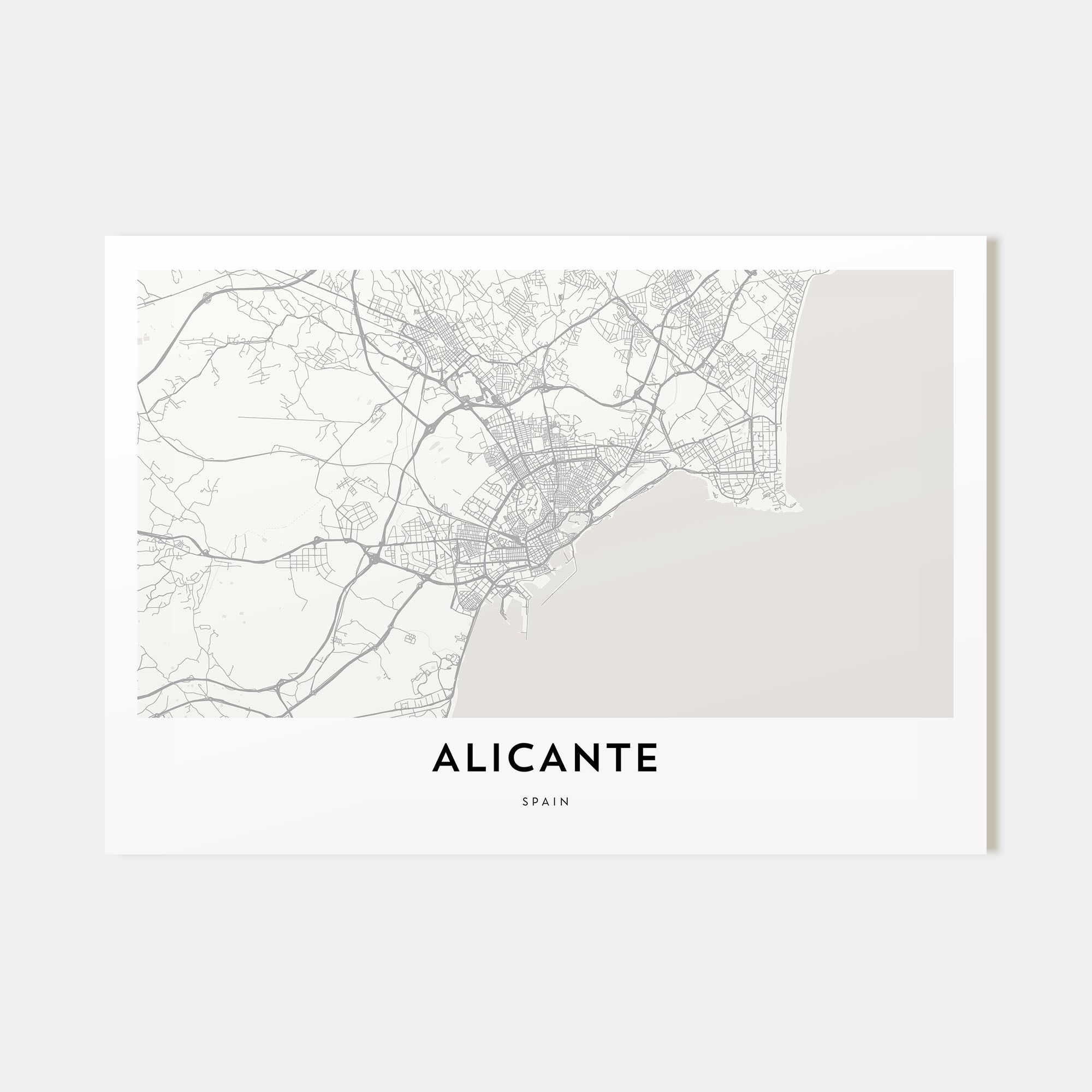 Alicante Map Landscape Poster