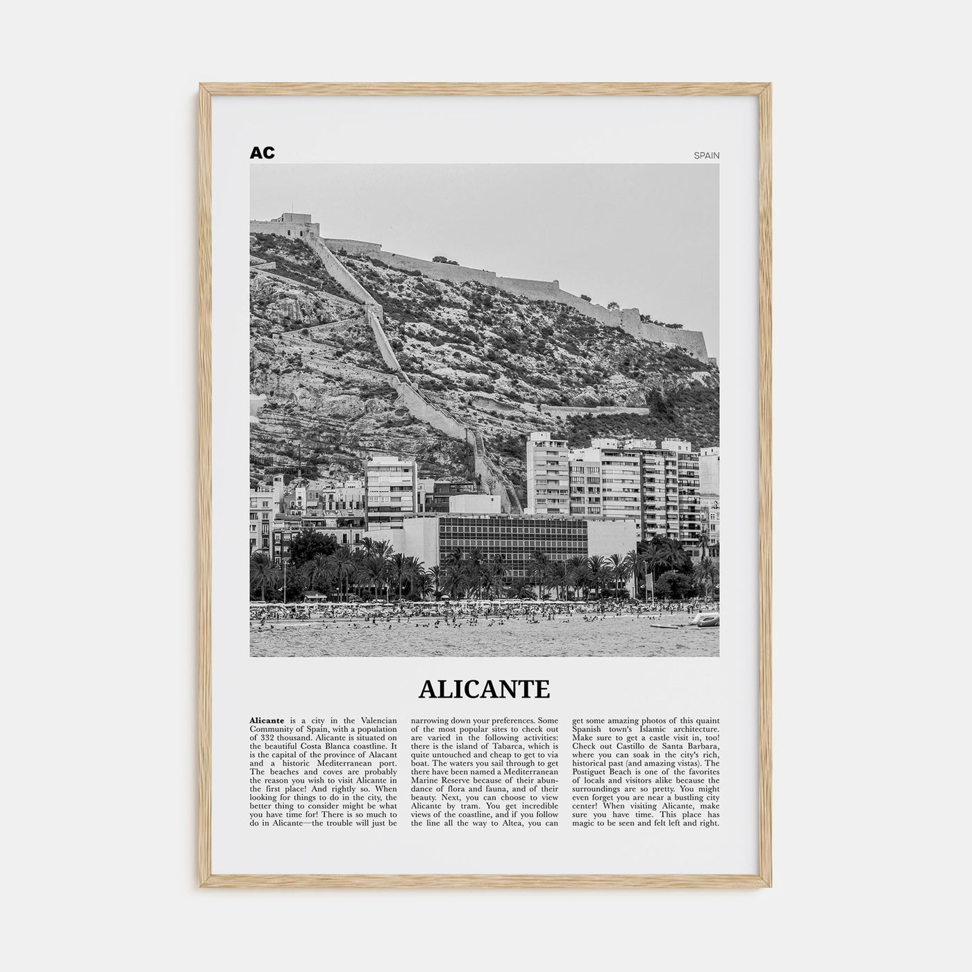 Alicante Travel B&W Poster