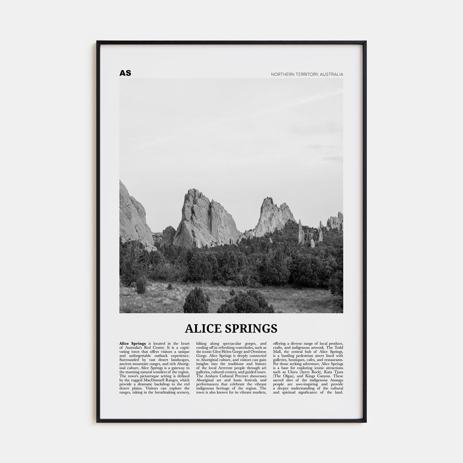 Alice Springs Travel B&W Poster