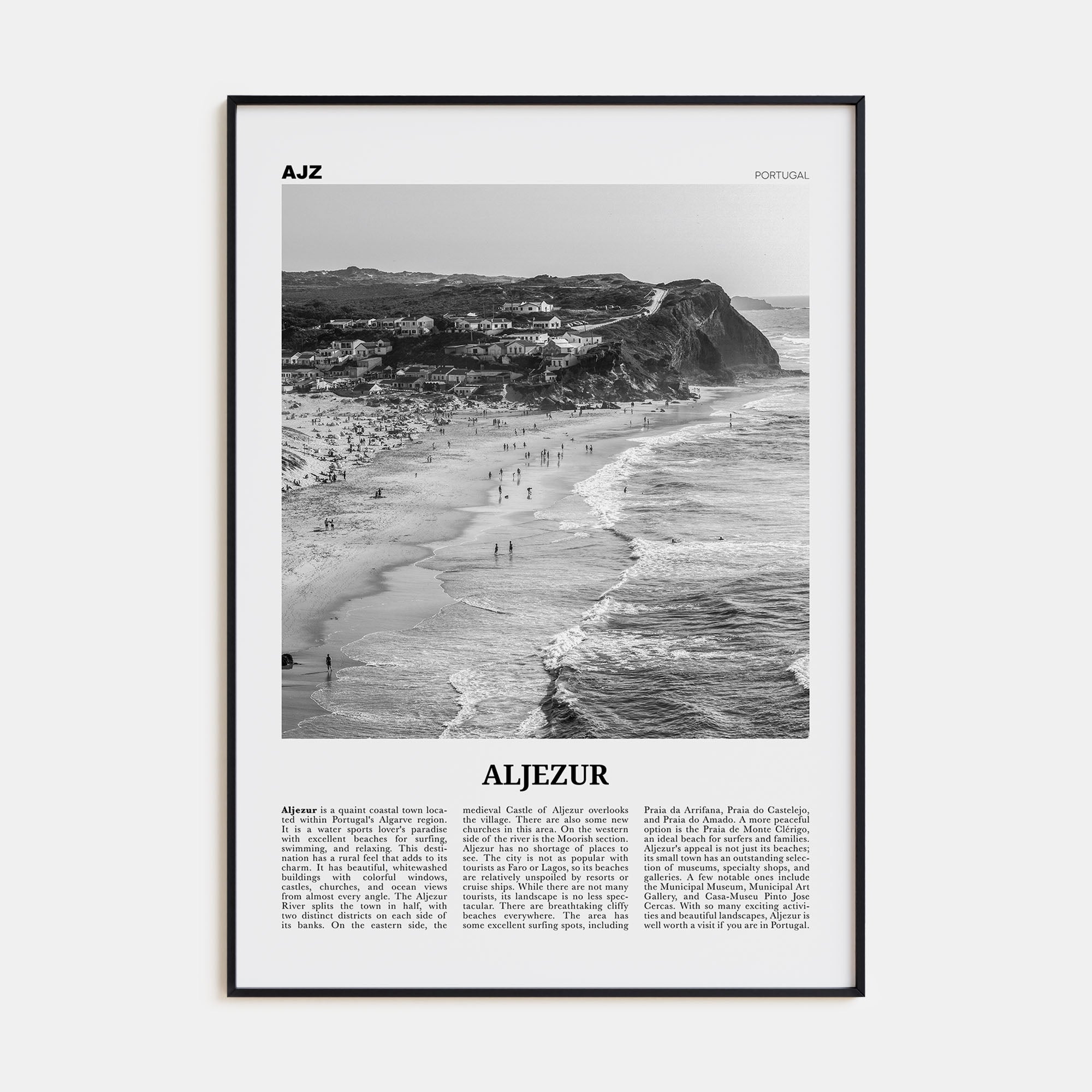 Aljezur Travel B&W Poster