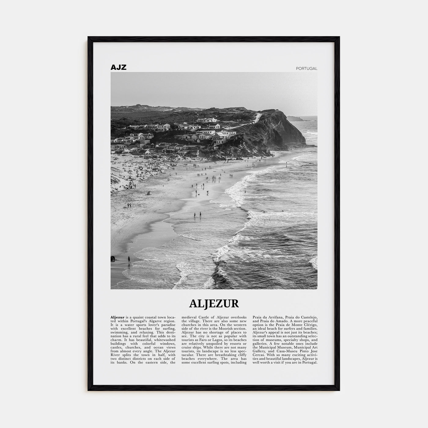 Aljezur Travel B&W Poster