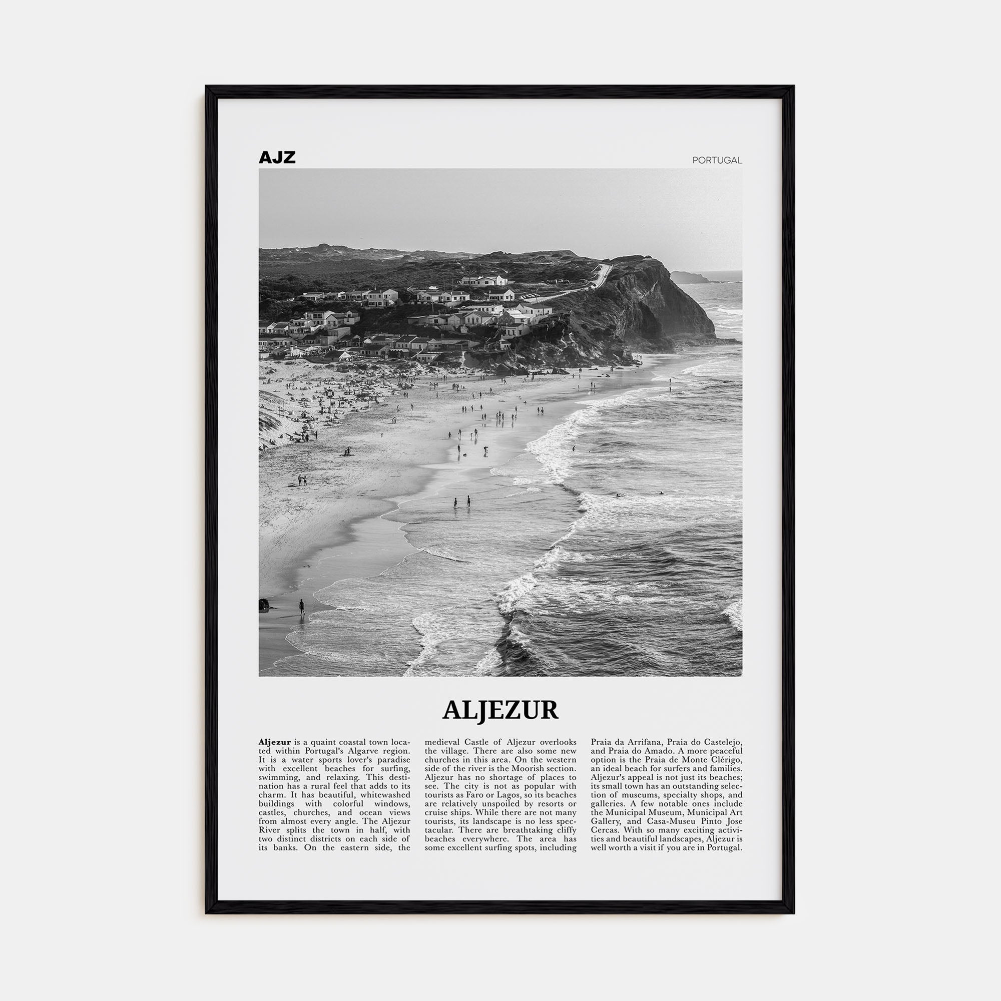 Aljezur Travel B&W Poster