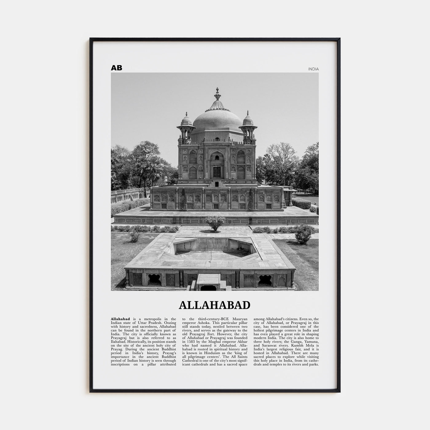 Allahabad Travel B&W Poster