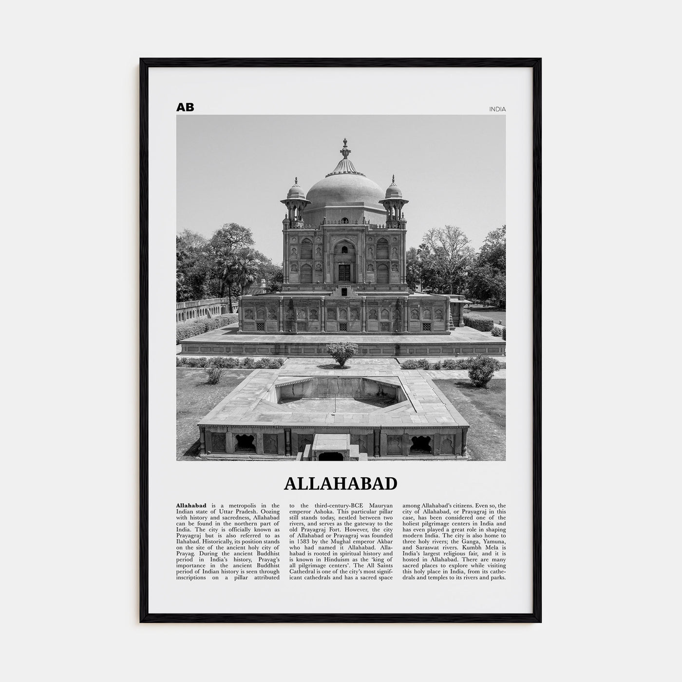 Allahabad Travel B&W Poster