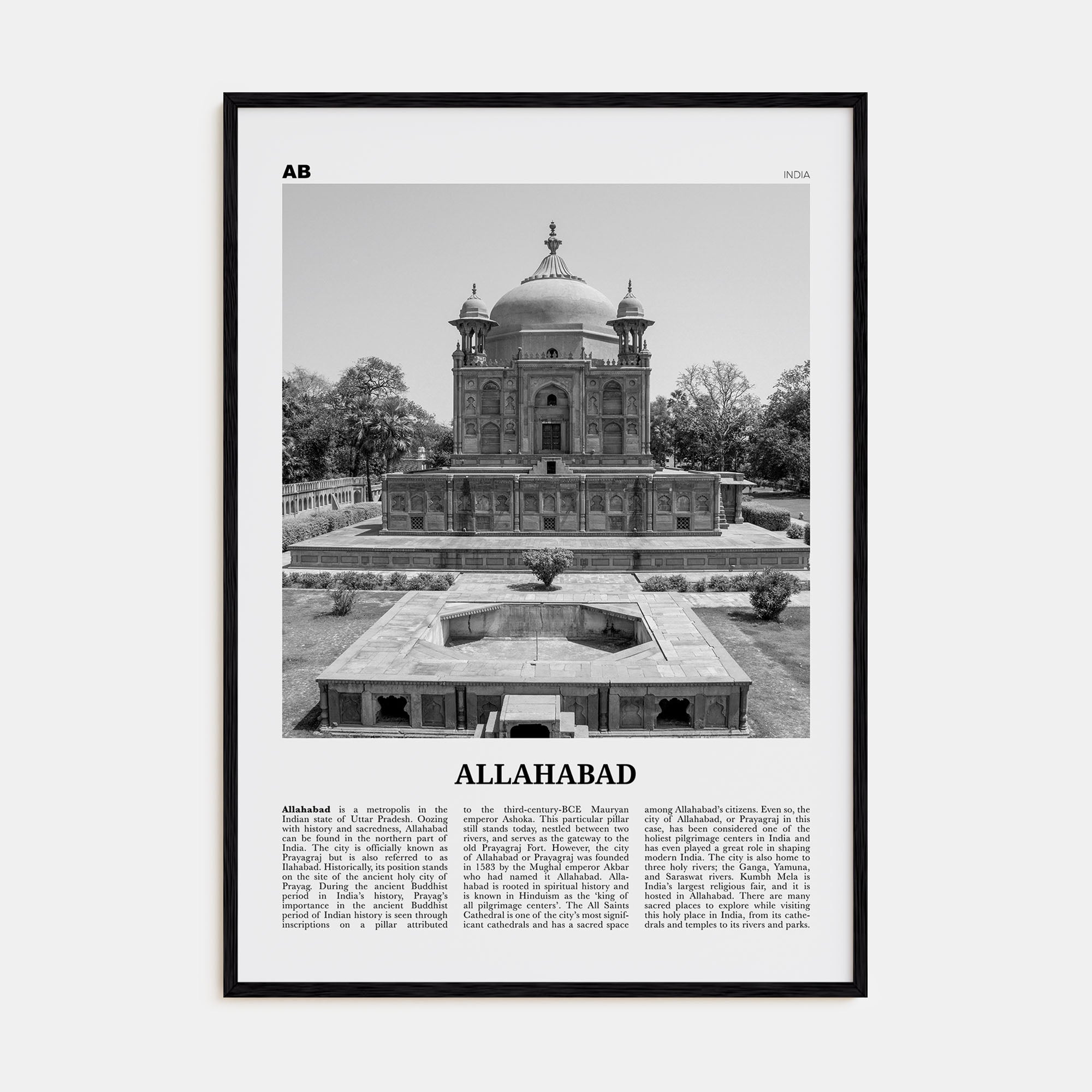 Allahabad Travel B&W Poster