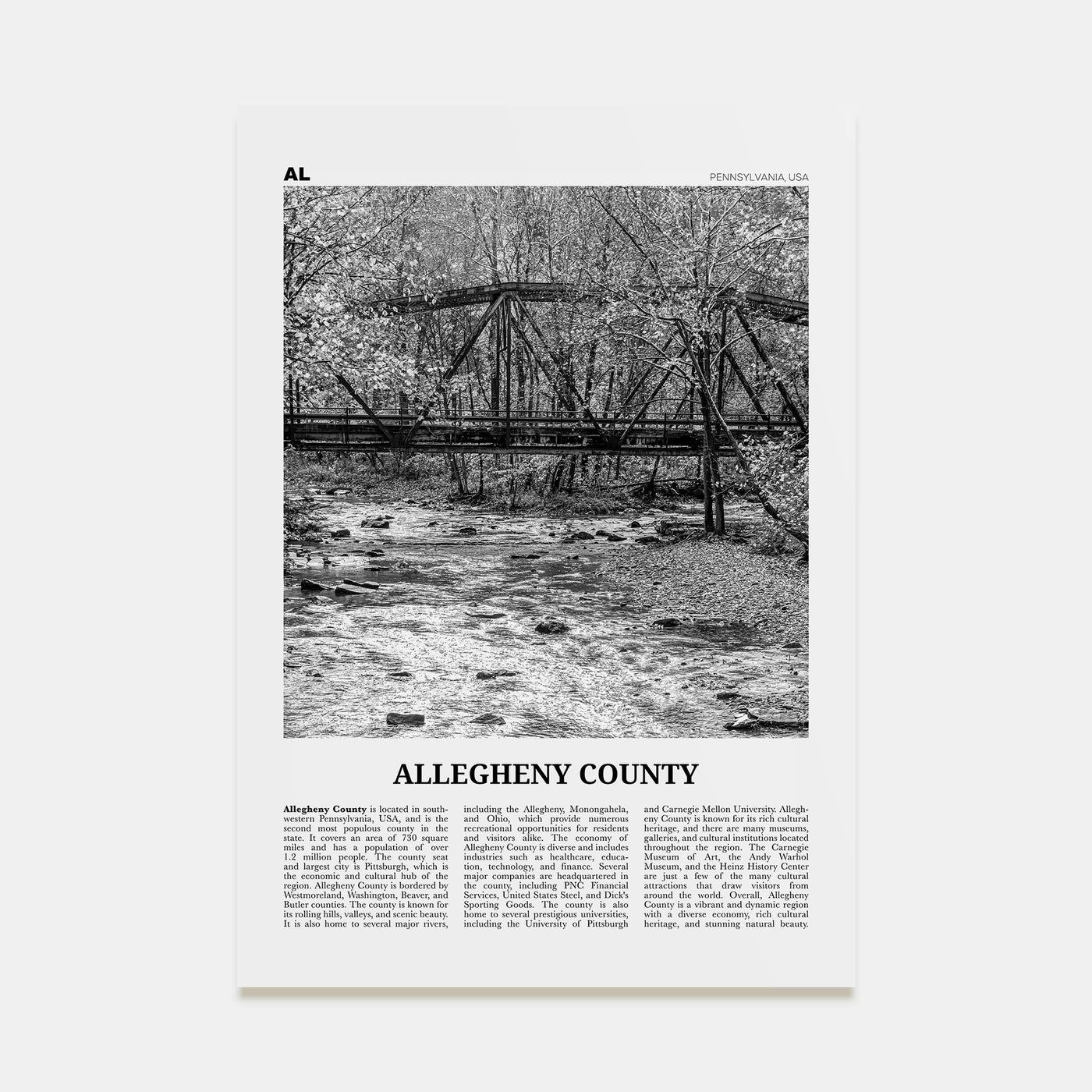 Allegheny County Travel B&W Poster
